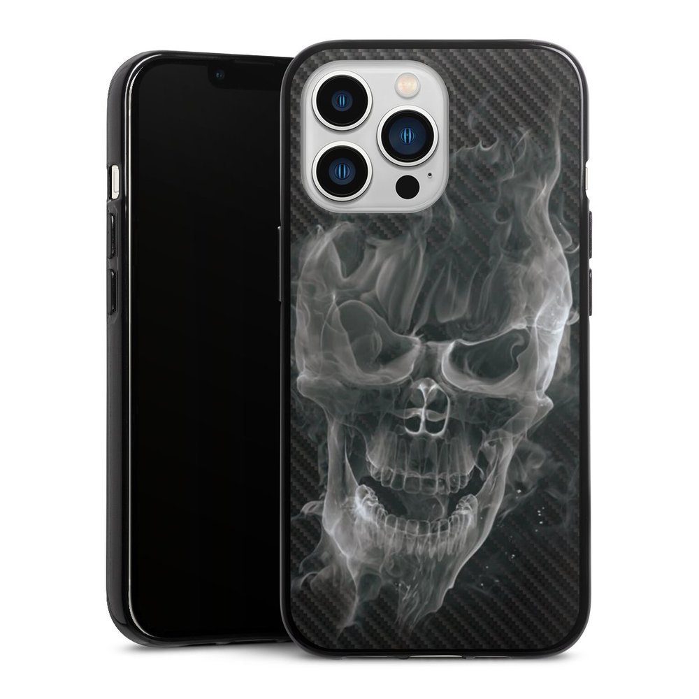 Handyhülle Totenkopf Schädel Carbon Smoke Skull Carbon