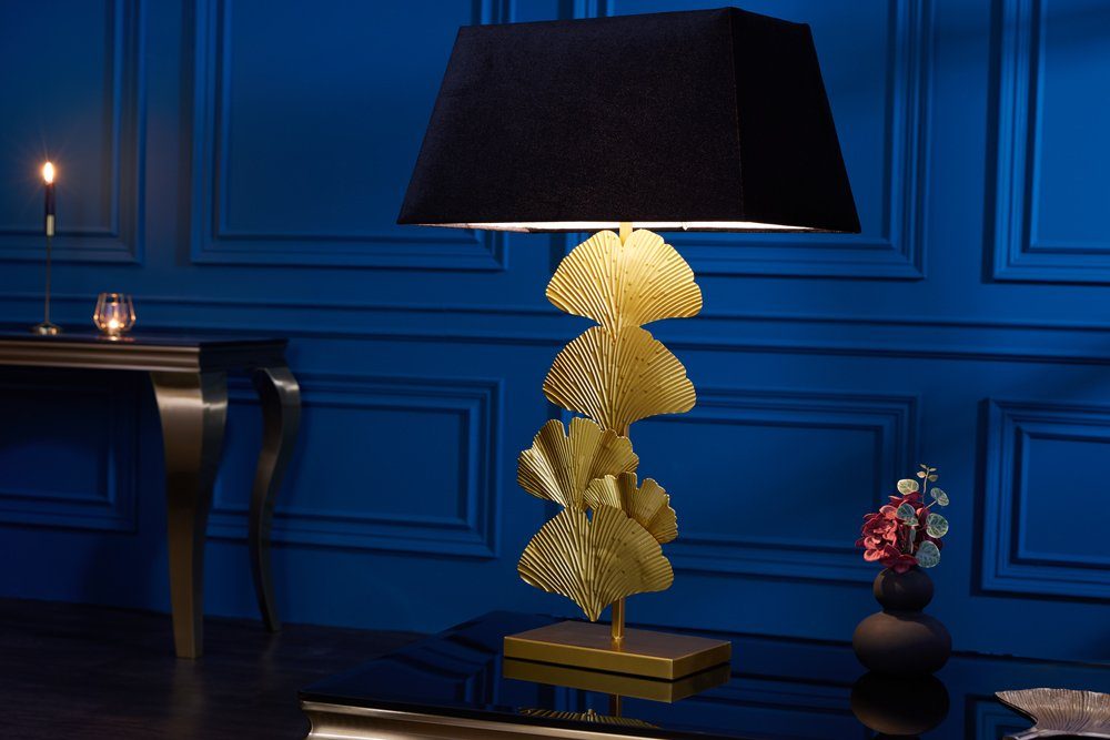 riess-ambiente Tischleuchte GINKGO 80cm gold / schwarz, Ein-/Ausschalter, ohne Leuchtmittel, Wohnzimmer · Metall · Stoff · Modern · Dekoration | Tischlampen