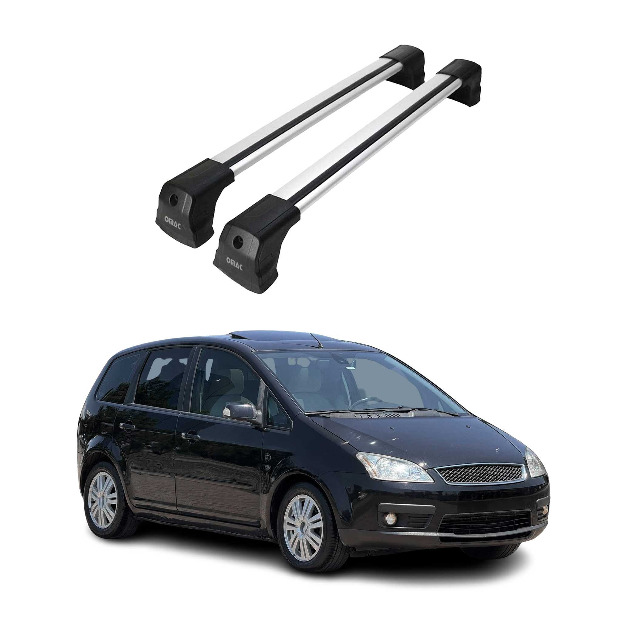 OMAC Dachträger für Ford Focus C-Max 2003-2010 Alu Silber 2x (2-St), Wasserbeständig,Abnehmbar,Multifunktional,Leichtgewichtig