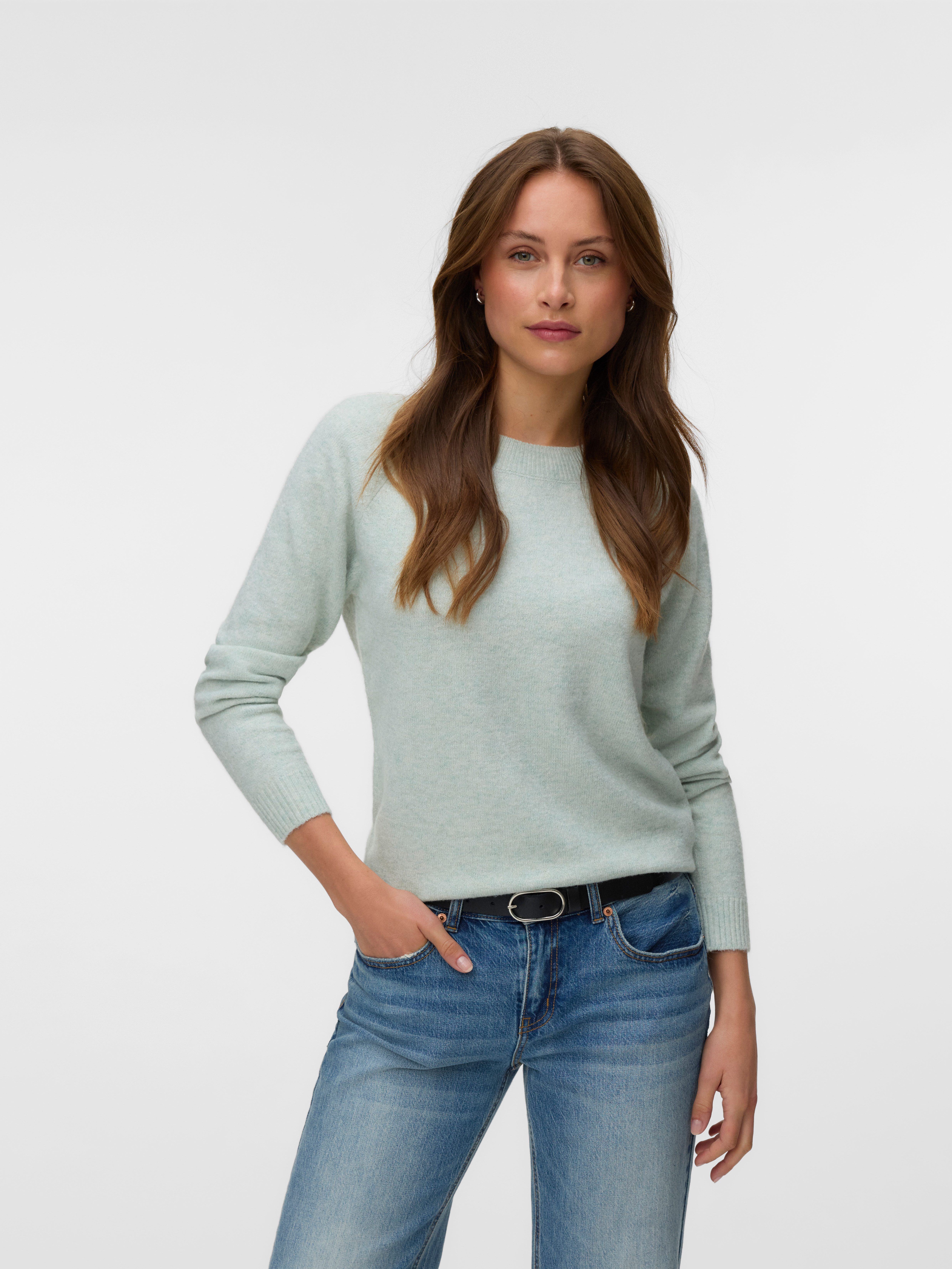 Vero Moda Rundhalspullover VMDOFFY LS O-NECK BLOUSE GA NOOS Materialmix, regular fit