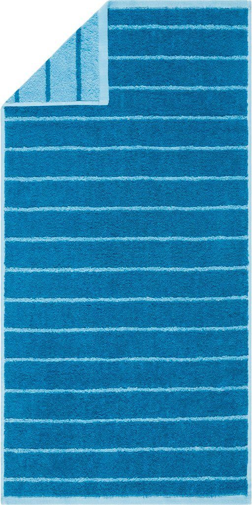 Egeria Handtuch Set LINE, cm Größe 60x100 stilvollen Querstreifen mittelblau im Badematte in passender (7-tlg), Frottier, mit