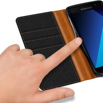 CoolGadget Handyhülle Denim Schutzhülle Flip Case für Samsung Galaxy A3 2017 4,7 Zoll, Book Cover Handy Tasche Hülle für Samsung A3 2017 Klapphülle