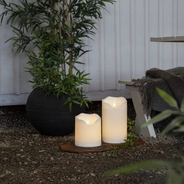 STAR TRADING LED-Kerze XXL Kerze Kunststoff flackernd H:20cm für Balkon Terrasse Garten weiß
