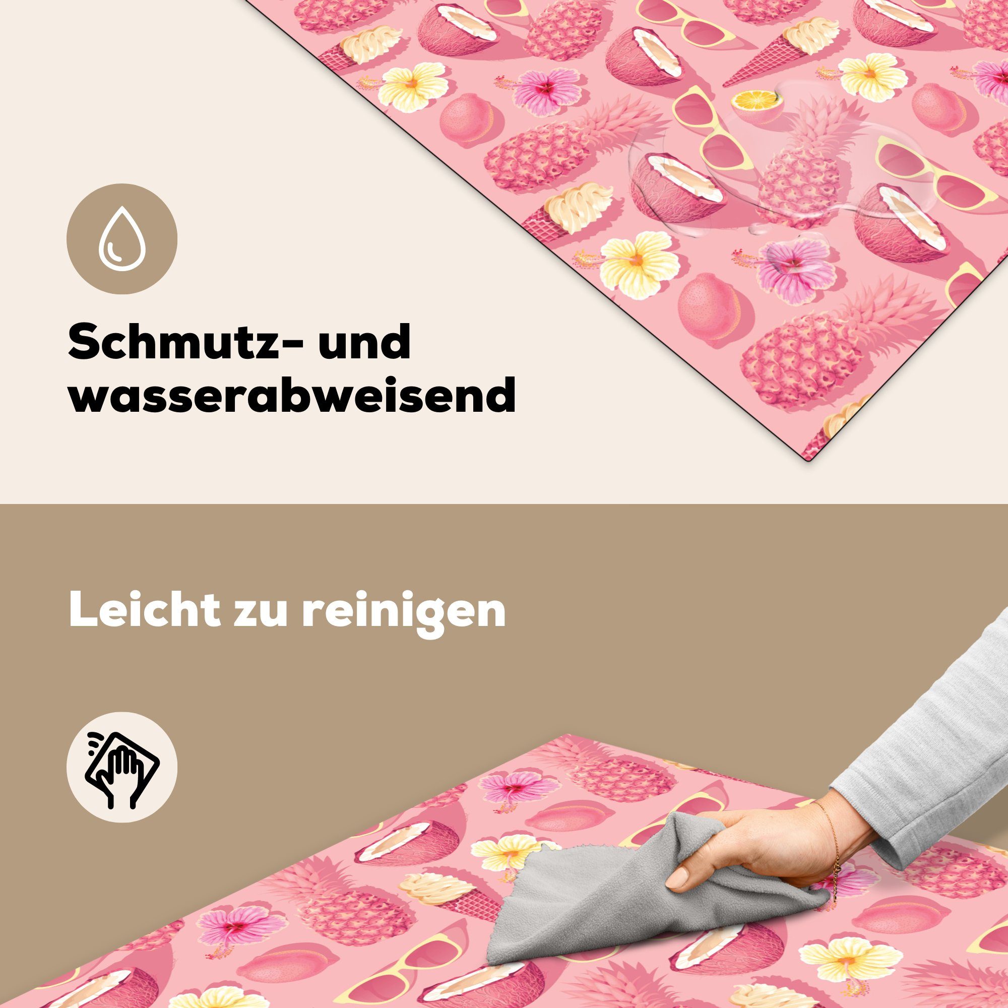 - tlg), MuchoWow für Sommer cm, Rosa Muster, - Ceranfeldabdeckung, Herdblende-/Abdeckplatte (1 Arbeitsplatte 78x78 Vinyl, küche