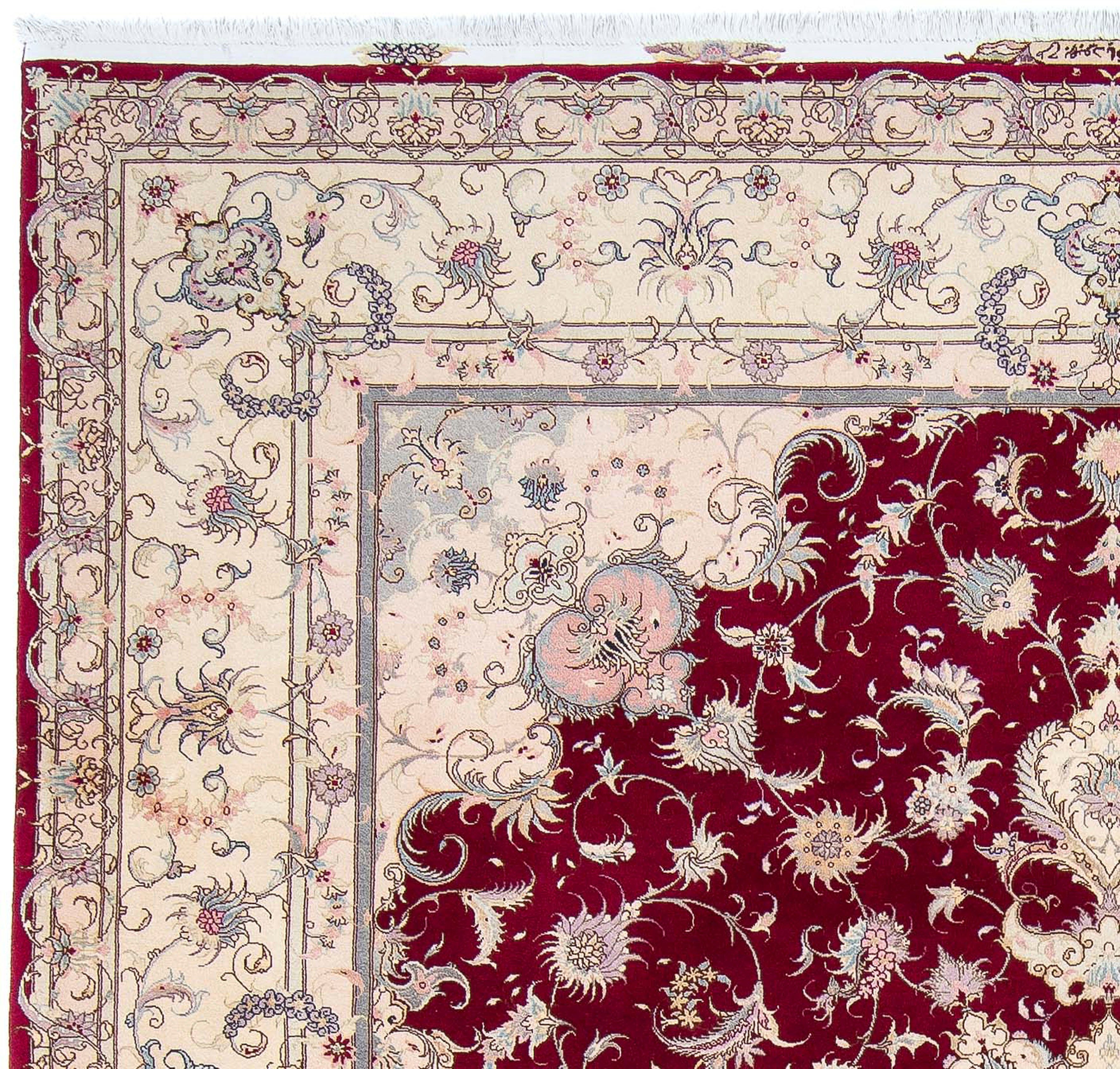 Orientteppich Perser - Täbriz - mm, Einzelstück Royal - Handgeknüpft, 293 x Zertifikat Höhe: 248 Wohnzimmer, mit rechteckig, dunkelrot, 7 - morgenland, cm