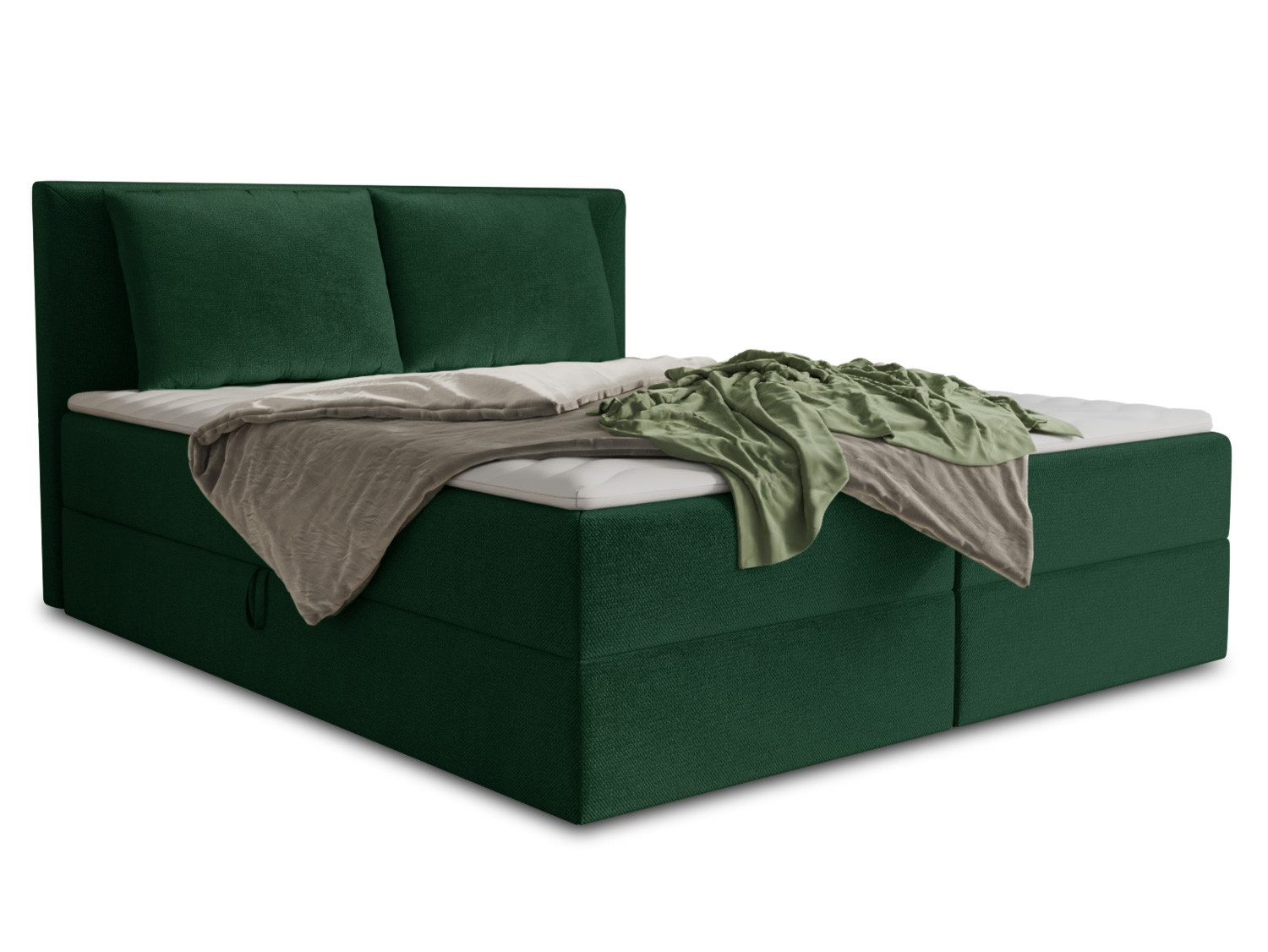 Sofnet Boxbett Egro (mit zwei Bettkästen, Bonell-Matratze und Topper), Doppelbett, Polsterbett mit Kopfteil und Kissen, Boxspringbett