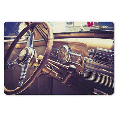 MuchoWow Gaming Mauspad Mancave - Auto - Vintage - Lenkrad (1-St), Mousepad mit Rutschfester Unterseite, Gaming, 120x80 cm, XXL, Großes