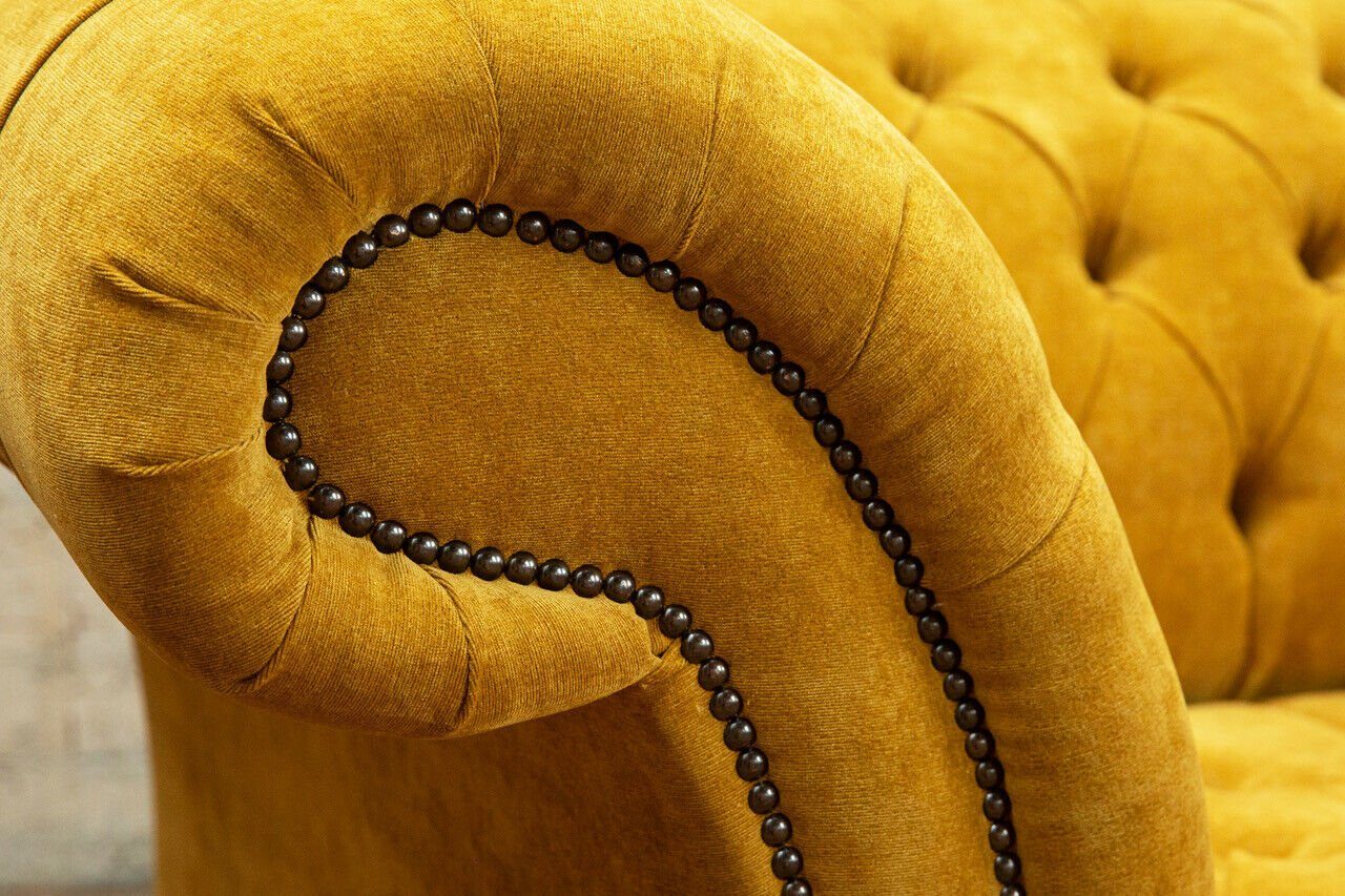 JVmoebel Chesterfield-Sofa Wohnlandschaft Rückenlehne 3 Sitzer Modern Gelbe, Samt Knöpfen. mit Couch Sofa Design Die