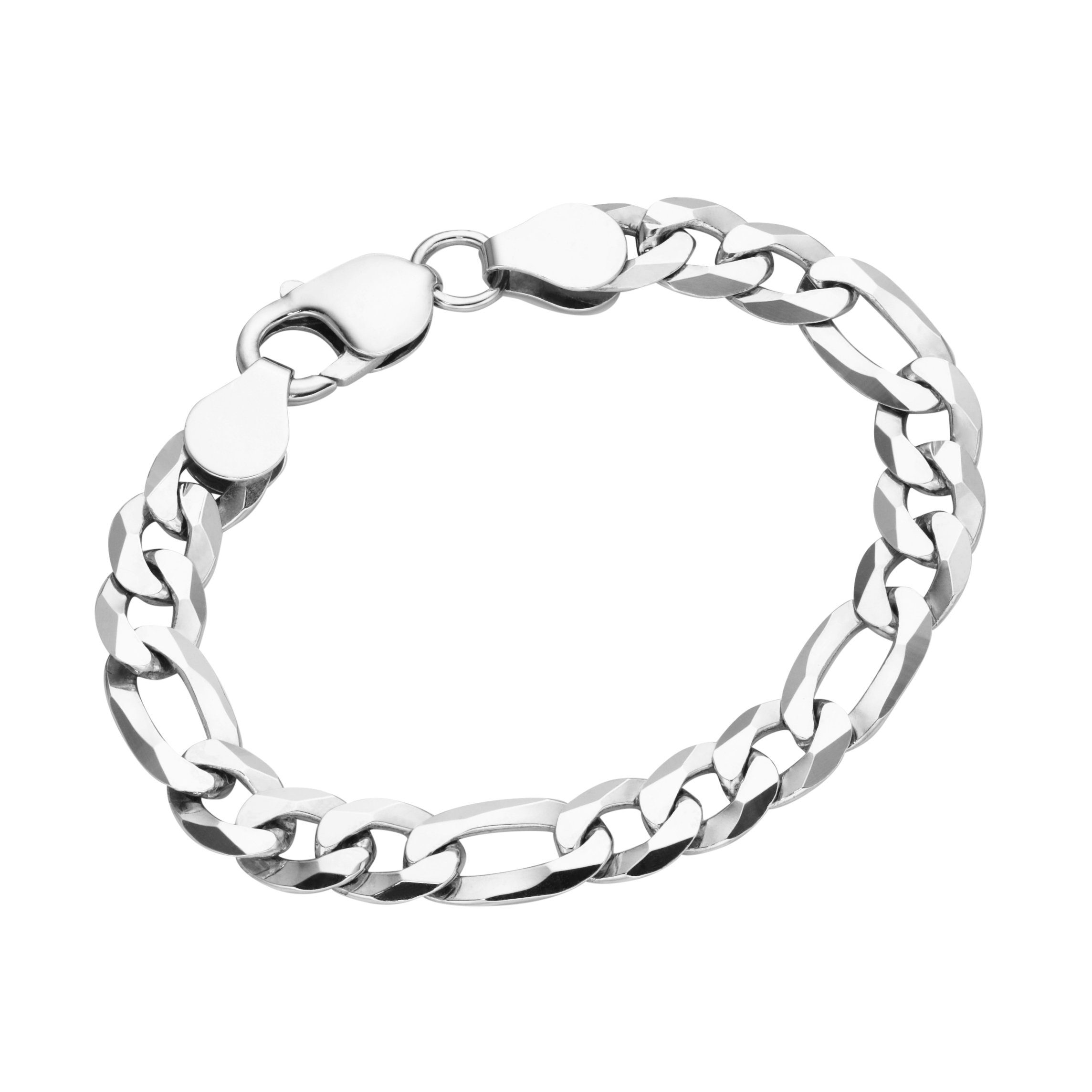 Smart Jewel Armband Figarokette 3/1 diamantiert, massiv, Silber 925, 925  Sterling Silber rhodiniert | Silberarmbänder