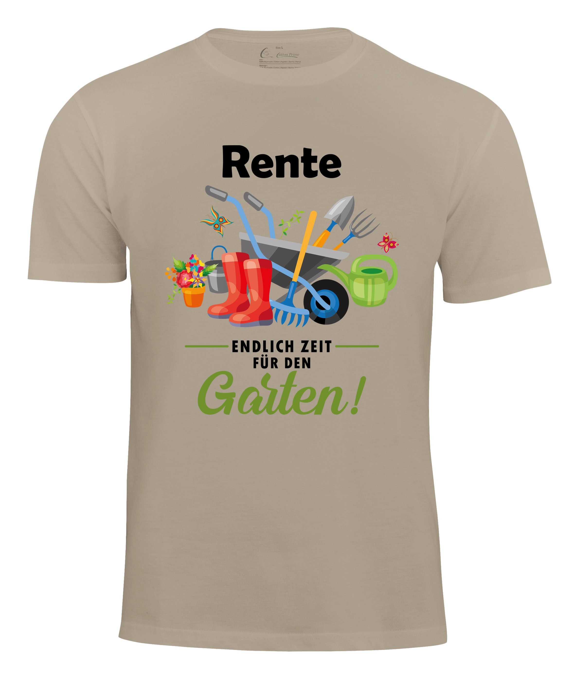 Cotton Prime® T-Shirt Rente - Endlich Zeit für den Garten Beige