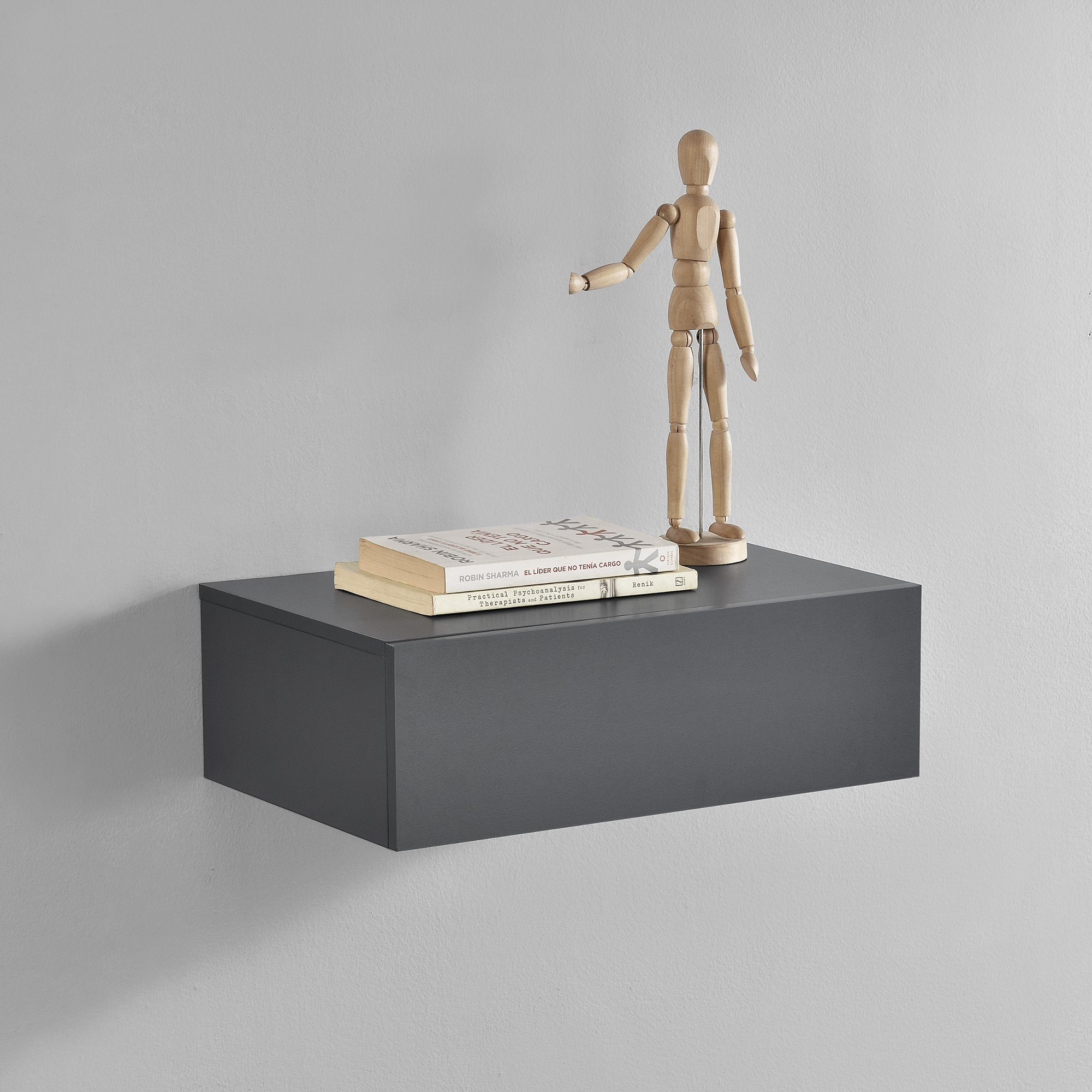 en.casa Nachtschrank »Oslo« Wandboard mit Schublade 46x30x15cm Dunkelgrau günstig online kaufen