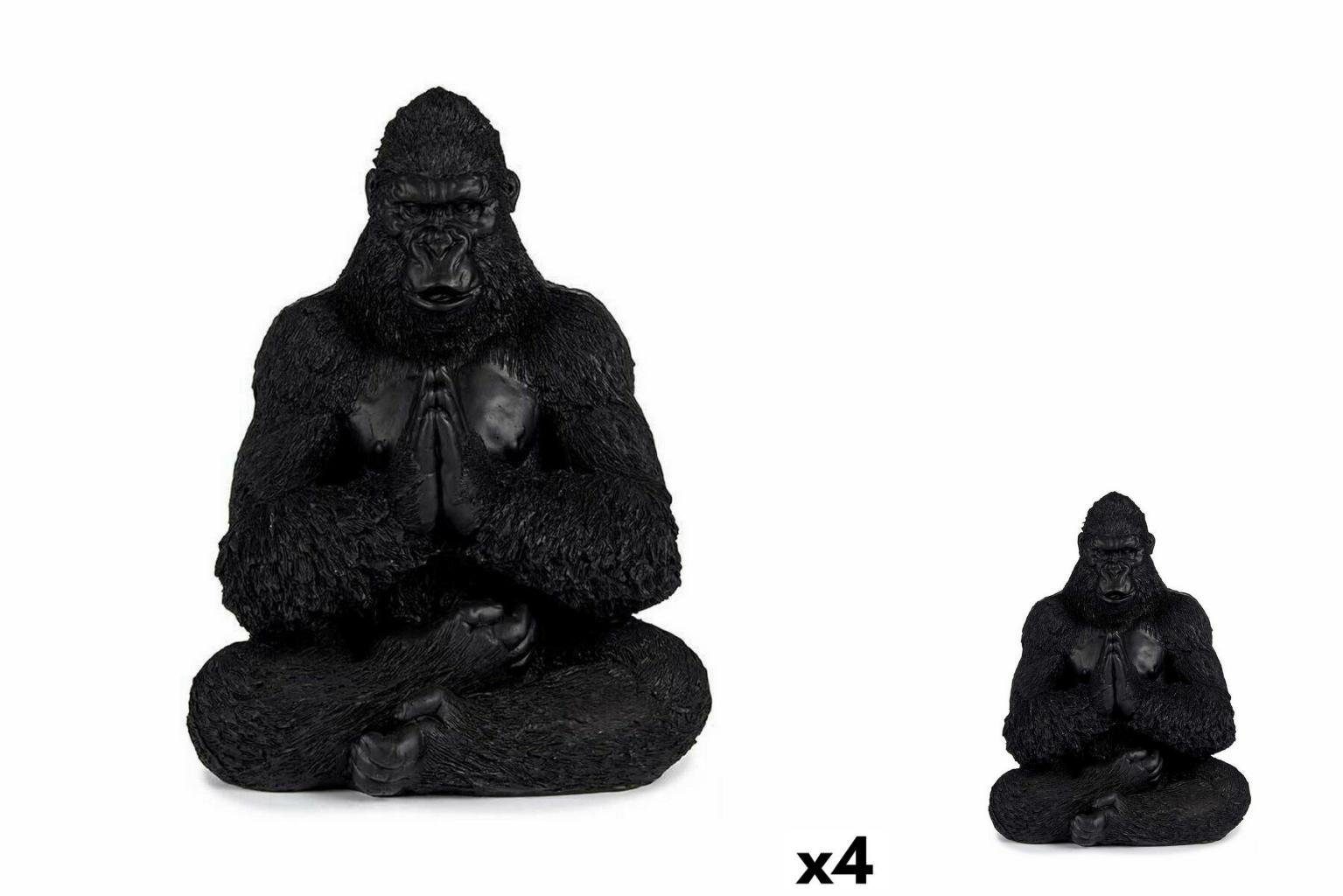 Gift Decor Dekoobjekt Deko-Figur Gorilla Yoga Schwarz 16 x 28 x 22 cm 4 Stück