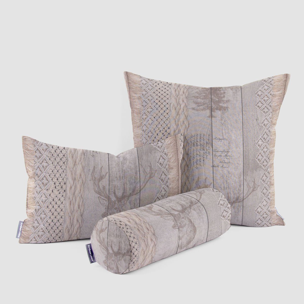 SCHÖNER LEBEN. Dekokissen SCHÖNER LEBEN. Kissenhülle Holz Latten Hirschkopf günstig online kaufen