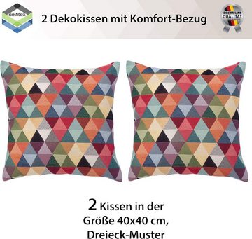 Selfitex Dekokissen farbenfrohes Sofakissen 30/50 oder 40/40 oder 50/50 cm 2er Set, mit Füllung, für Sofa, Couch, Bett oder als Polster jeglicher Art