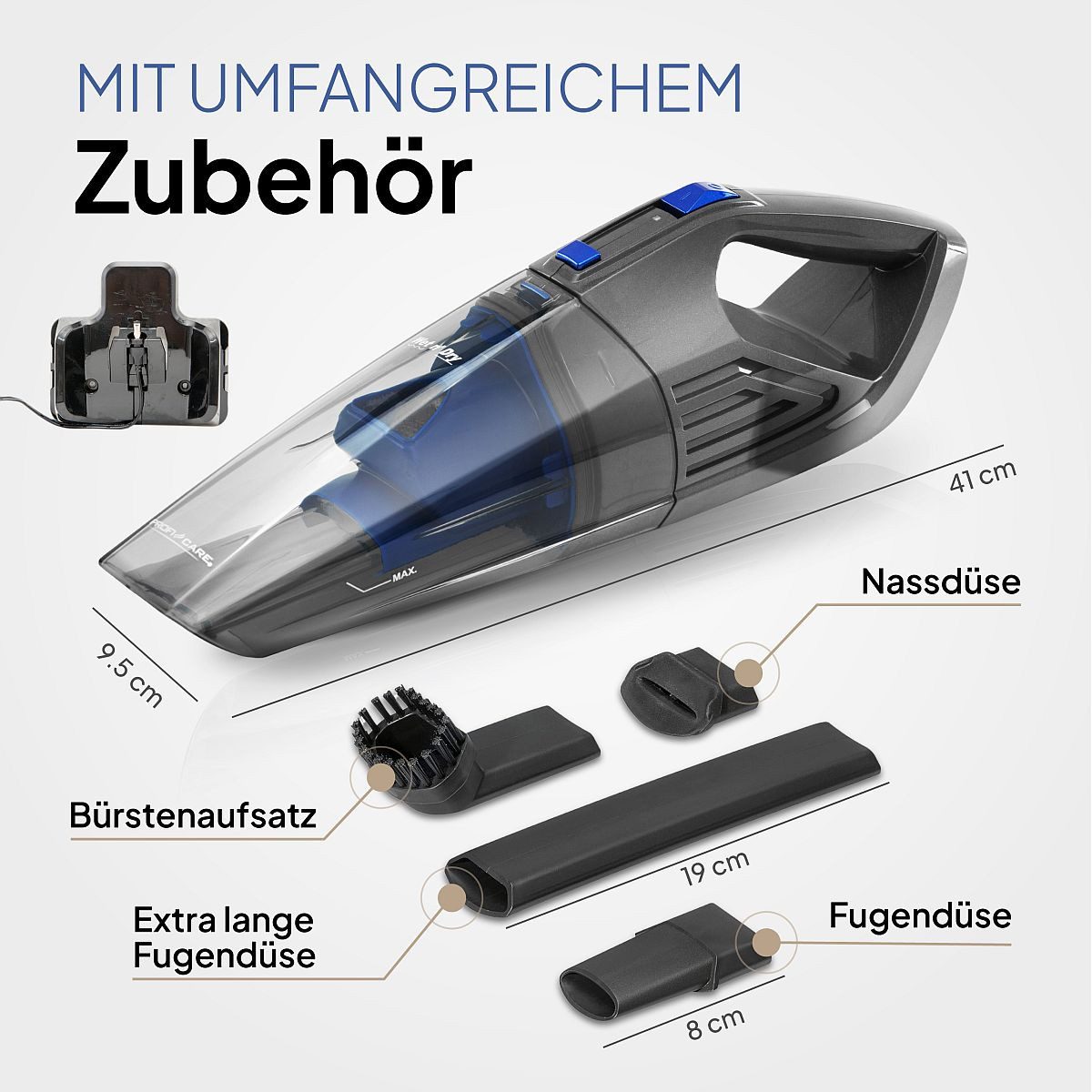 ProfiCare Akku-Handstaubsauger PC-AKS 3034, zum Nass- & Trockensaugen, Akku 14,8 V