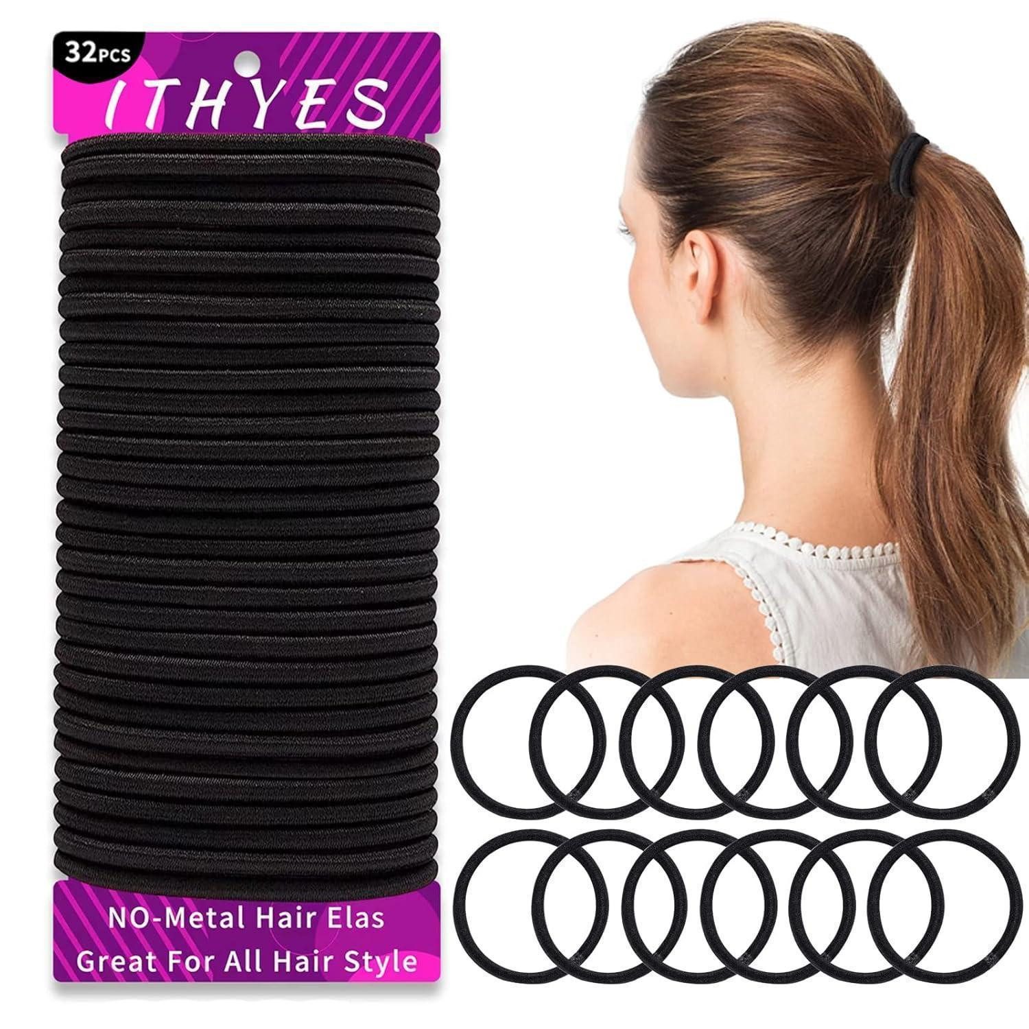 LuxusKollektion Haargummi 32 Stück Haargummi Damen Schwarz Elastische Haarbänder Pferdeschwanz