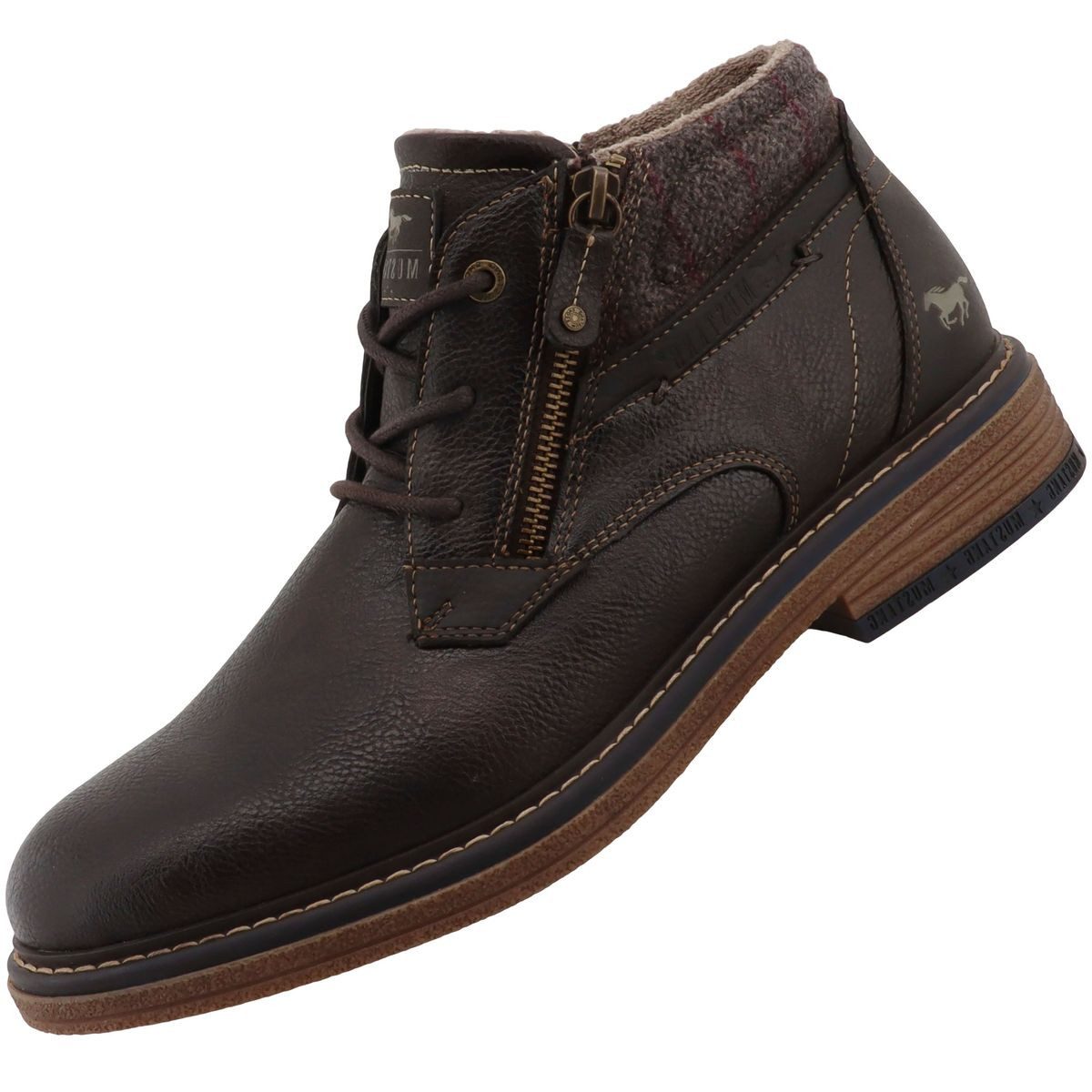 Mustang Shoes 36M0071003-mokka Stiefelette Herren-Schnürboot mit Reißverschluss