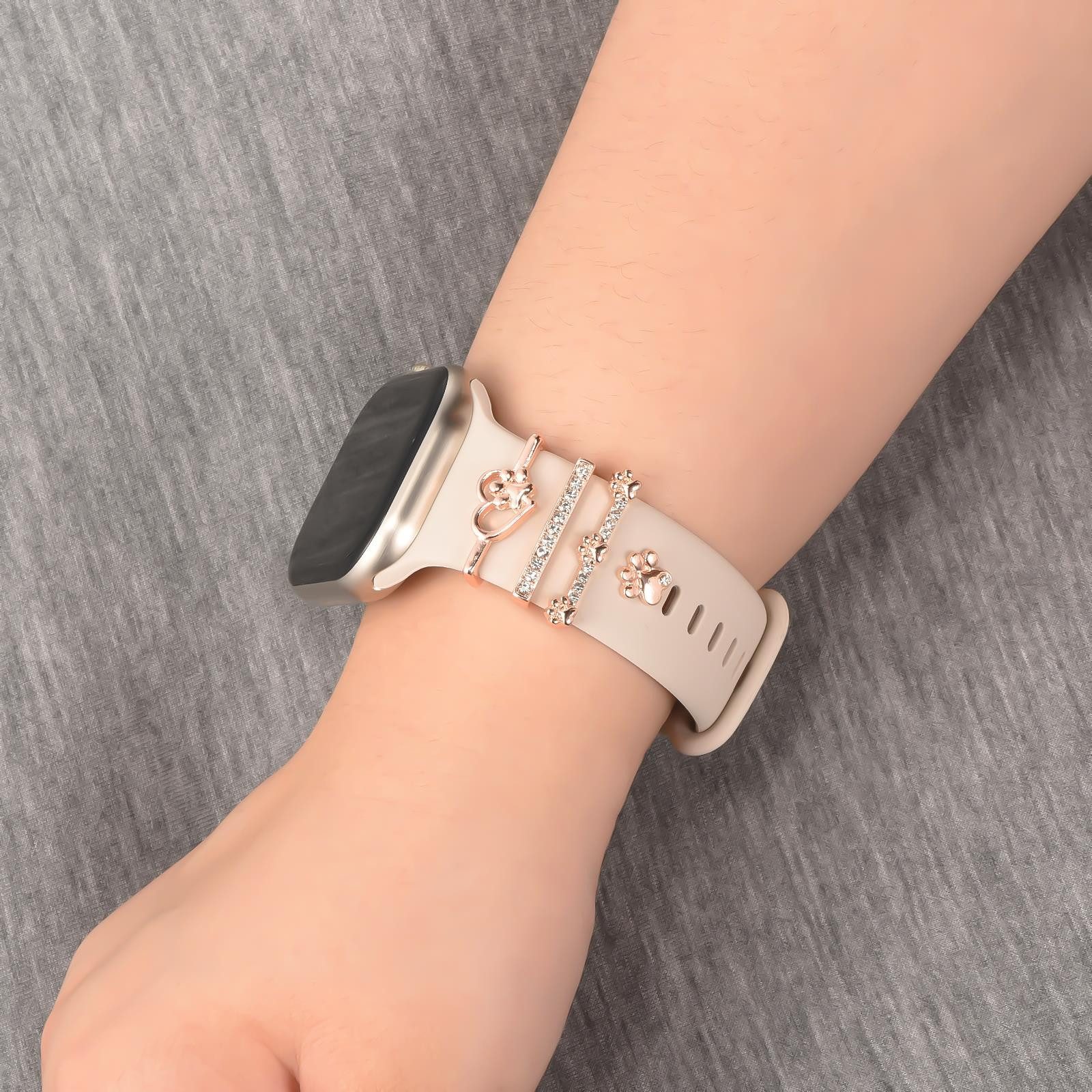 CoolGadget Smartwatch-Armband Schmuck Ringe Charms Uhren Deko Motiv Clips 21mm, Zubehör passend für alle Apple Watch und Samsung Galaxy Watch Modelle