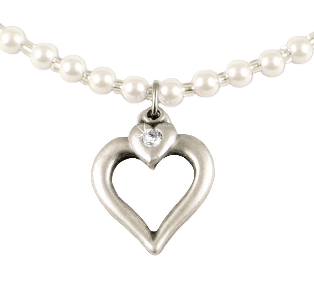 LUISIA® Perlenkette Halskette Eva mit Herzanhänger (1-tlg., inkl. Schmuckbo günstig online kaufen