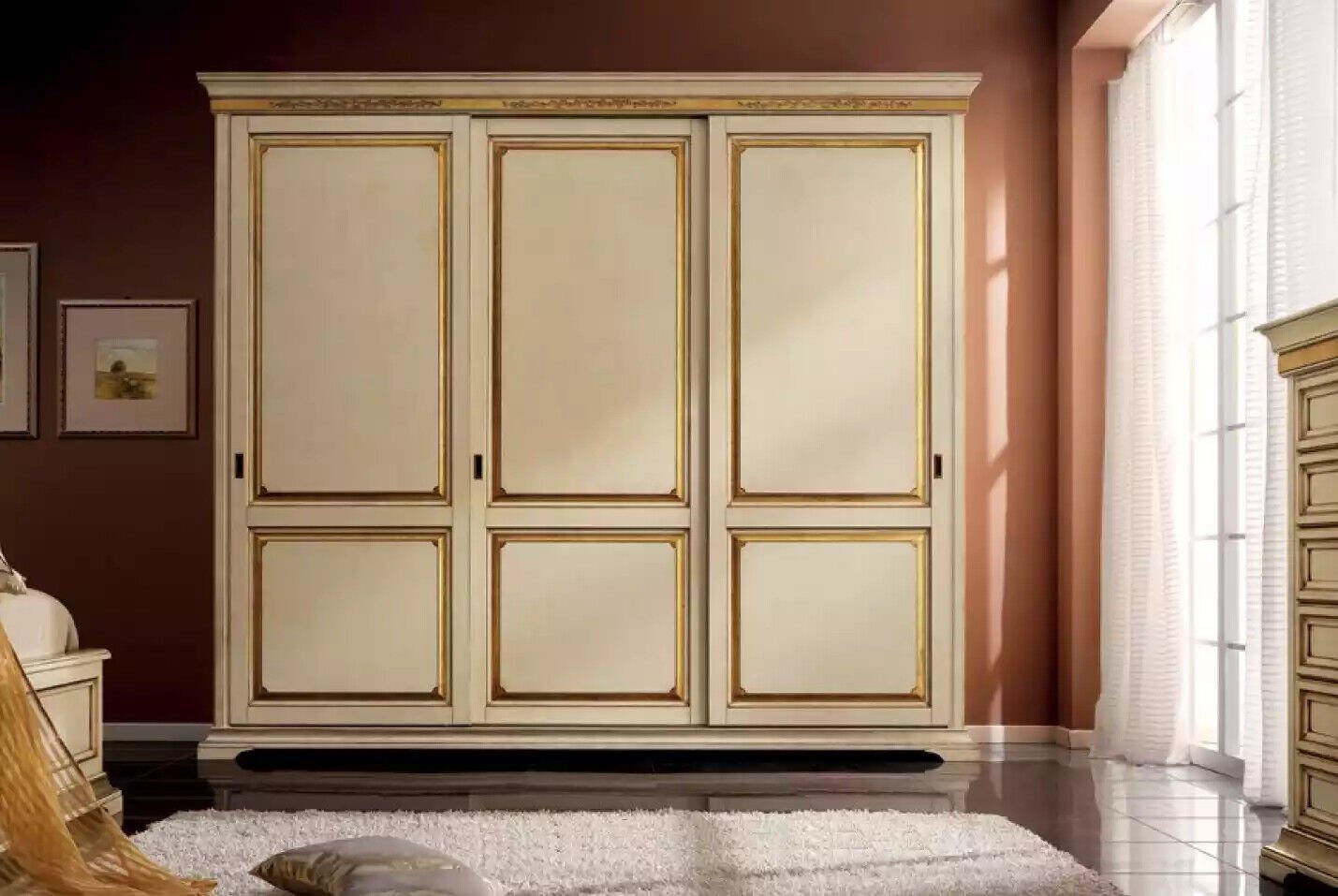 in (1-St., Beige Kleiderschrank JVmoebel Kleiderschrank Italy Kleiderschrank) Made Schränke Möbel Design Schlafzimmer Holz