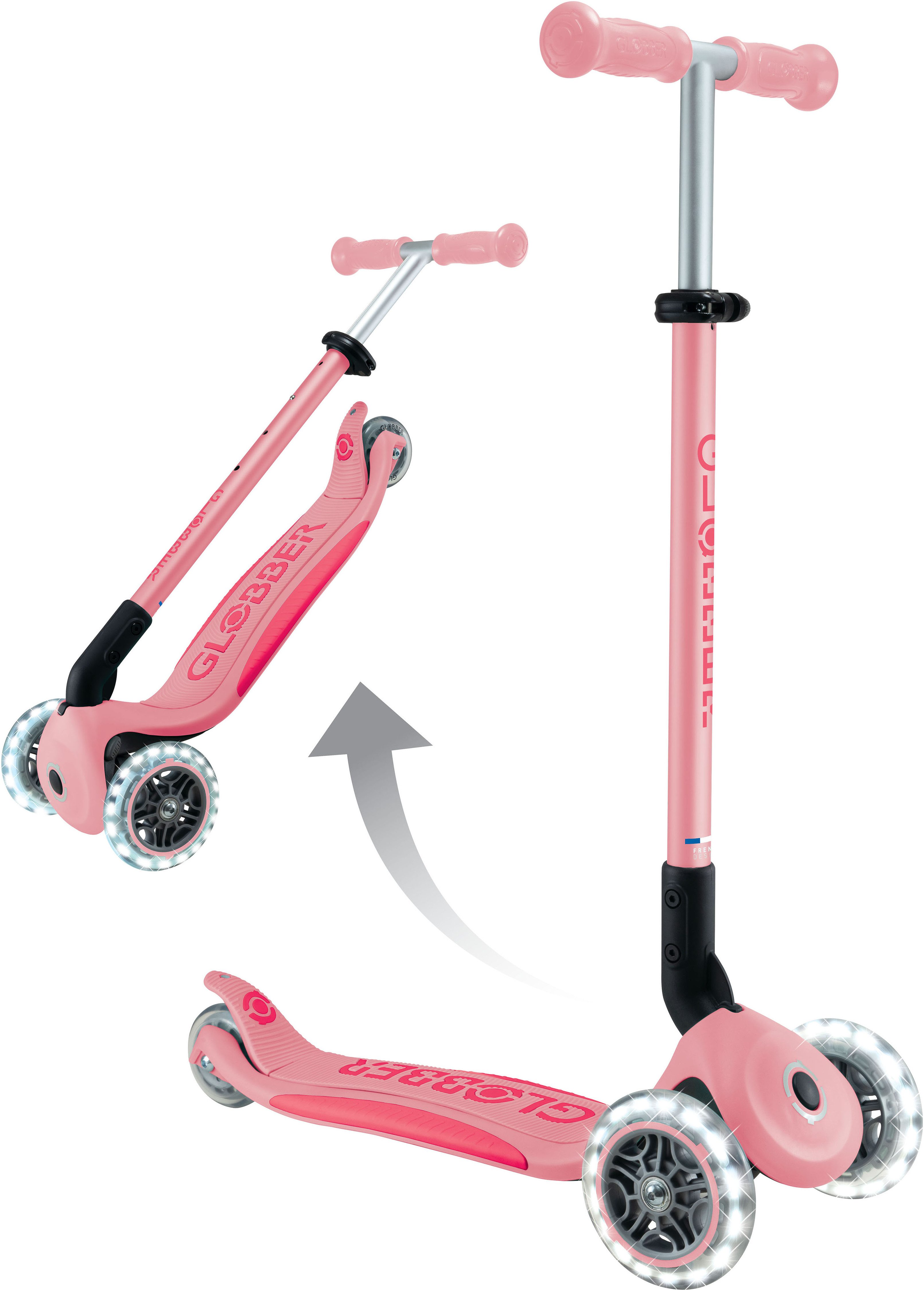 Globber Tretroller ELITE LIGHTS, mit Leuchtrollen