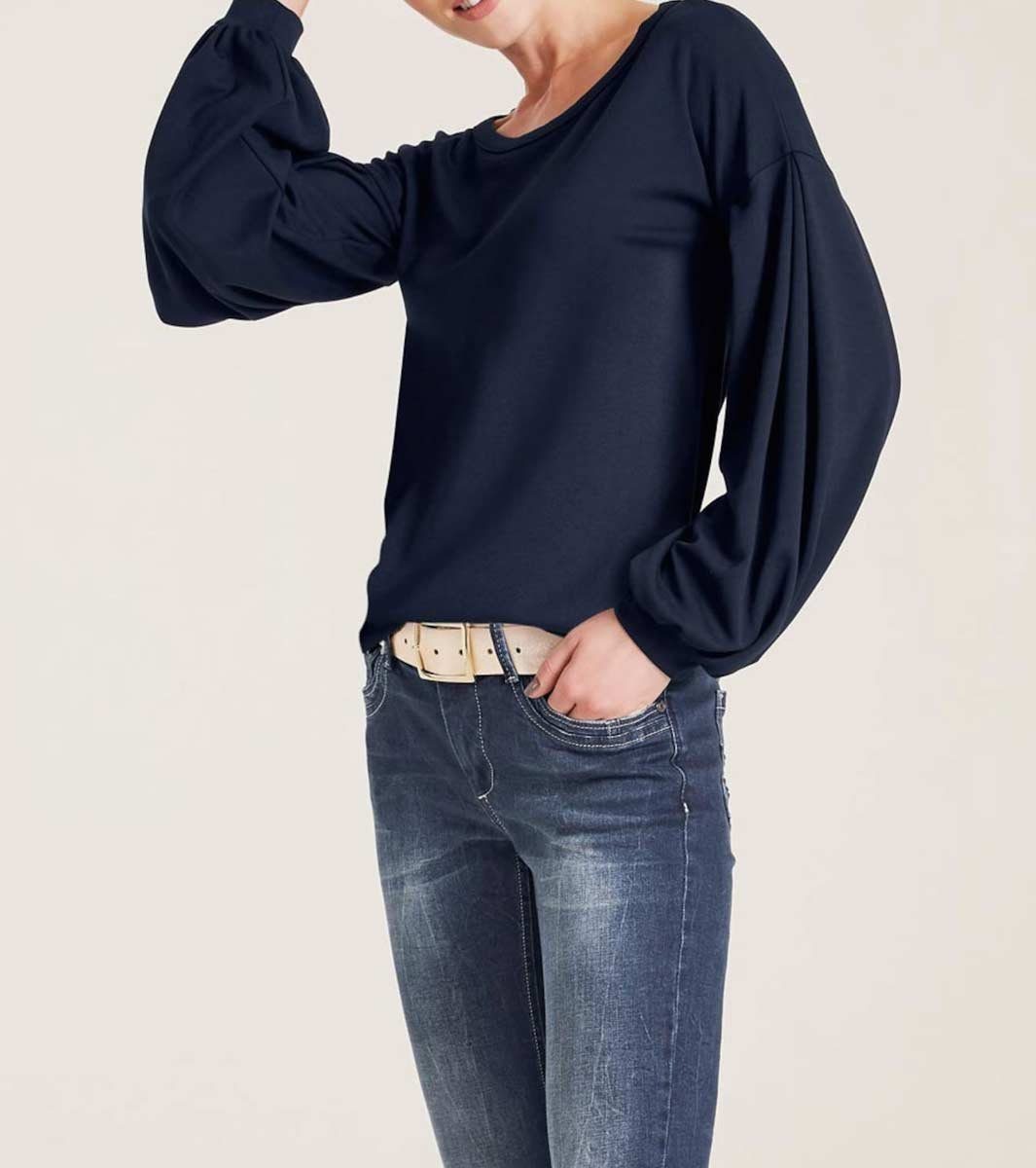 heine Longpullover LINEA TESINI Damen Designer-Sweatshirt, marine