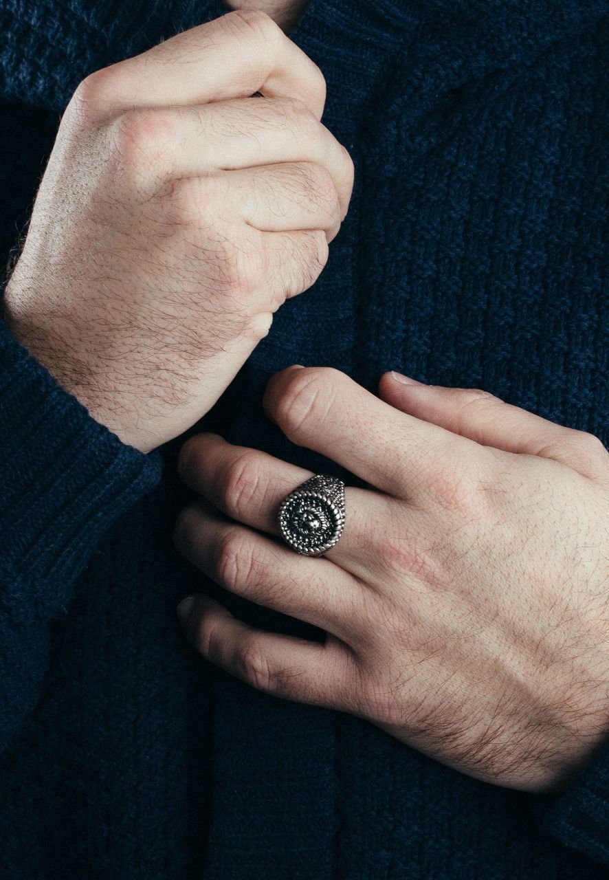 Akitsune Siegelring Imperator Ring Antik Silber EU 59 - UK R - US 9