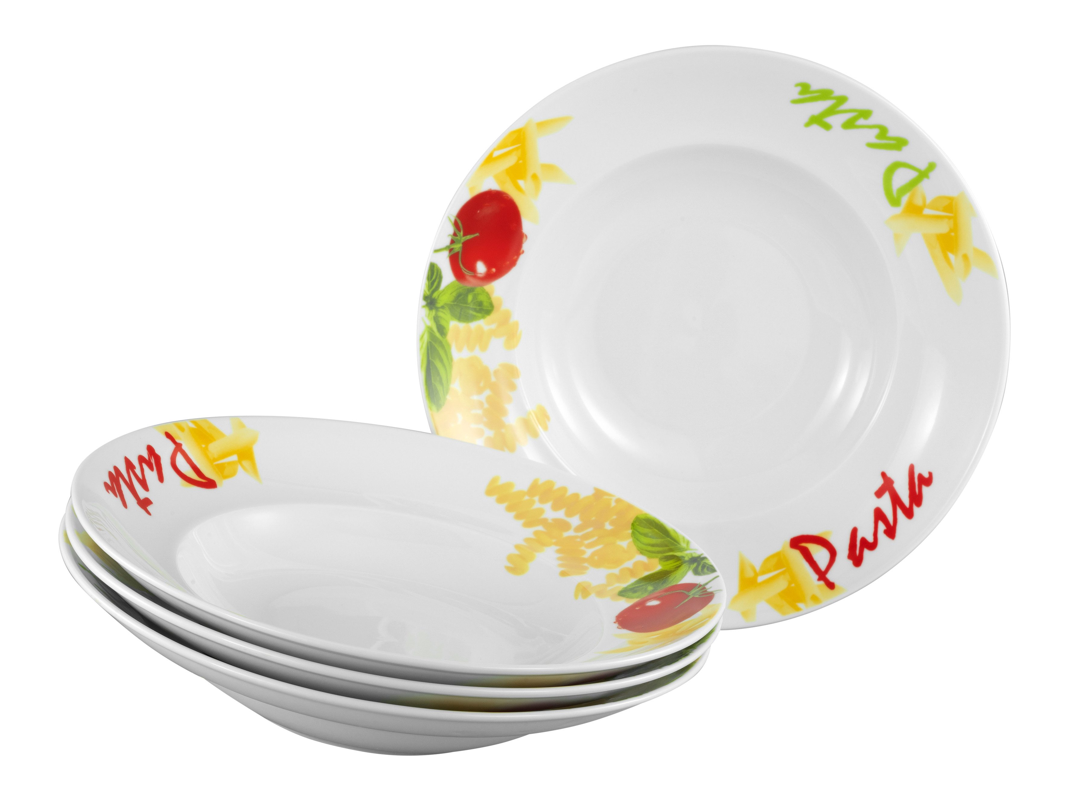 CreaTable Pastateller Milano Pasta, Teller Set, 4-tlg., (4 St), Italienische Eleganz, Vielseitig einsetzbar