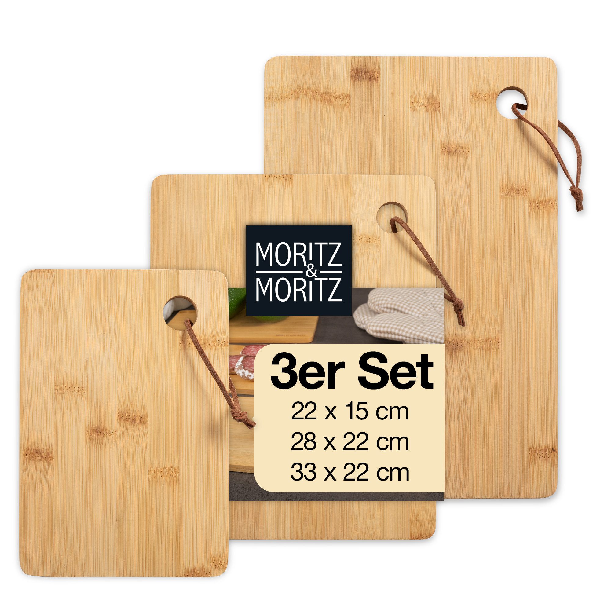 Moritz & Moritz Schneidebrett Bambus Разделочные доски, Bambus, (3er Set, 3-St), 3 Größen