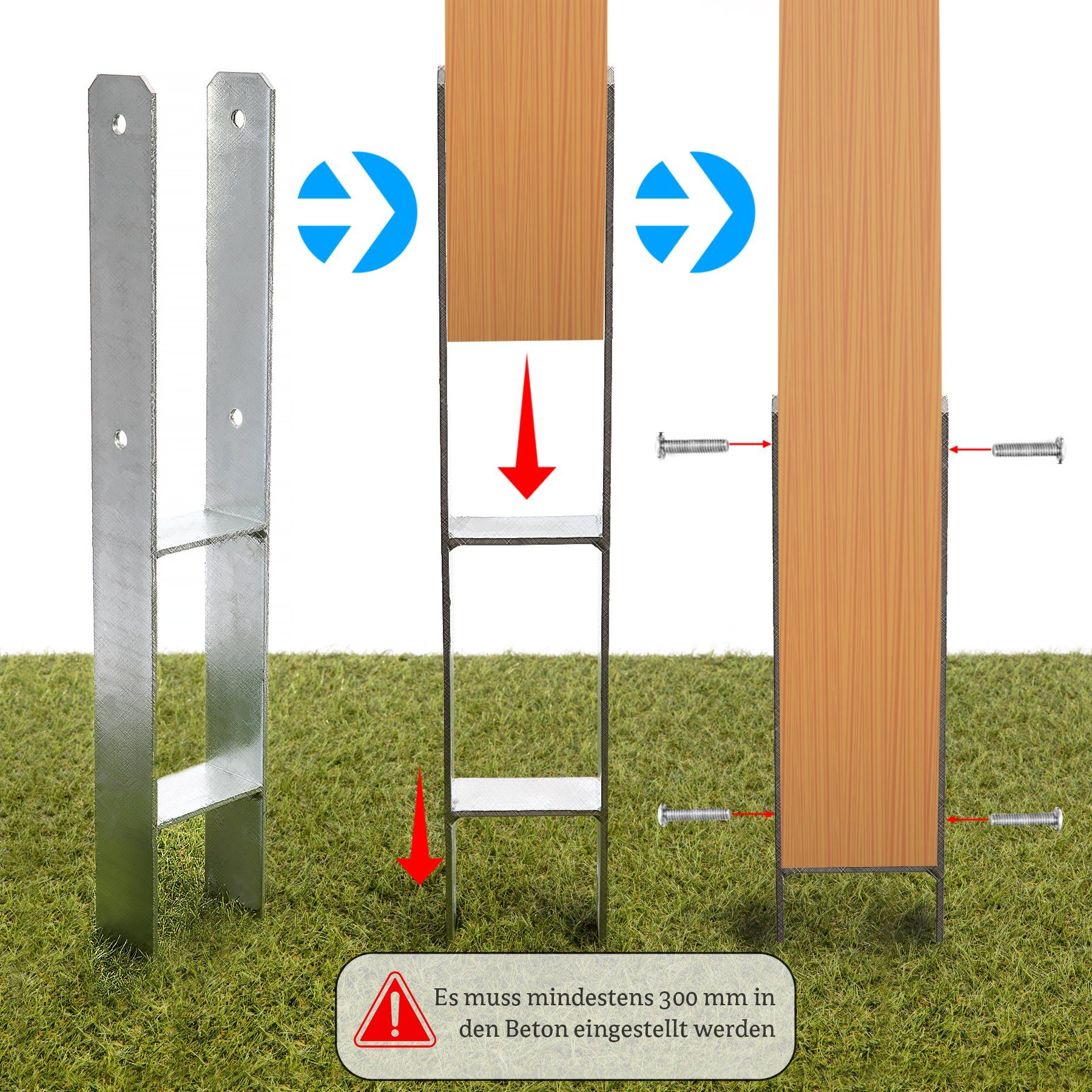 Pfostenträger mm H-Anker feuerverzinkt 91 Stück H-Pfostenanker BigDean H-Pfostenanker 2