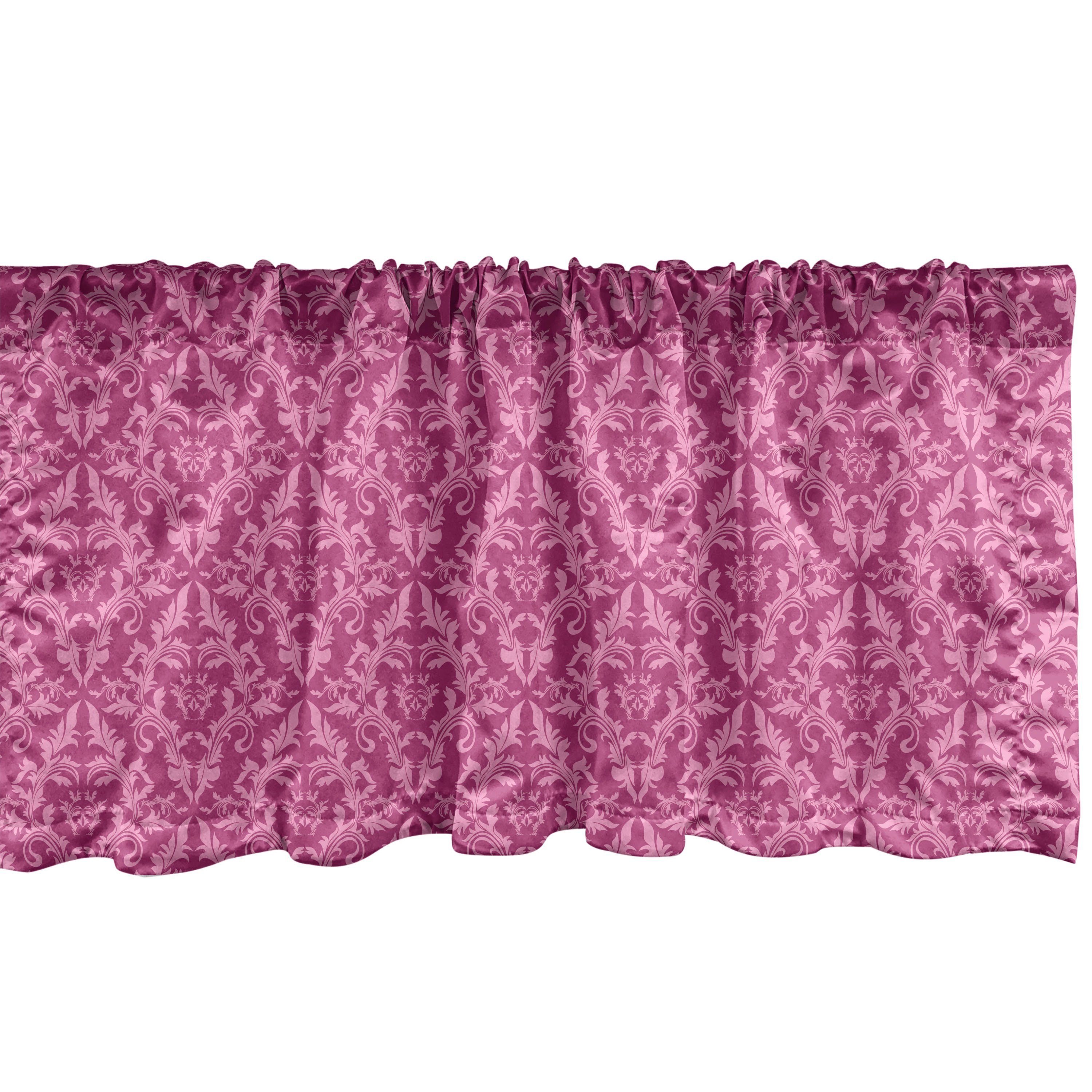 Scheibengardine Vorhang Volant für Küche Abakuhaus, Stangentasche, Schlafzimmer Monochrome mit Rosa Dekor Victorian Damast Microfaser