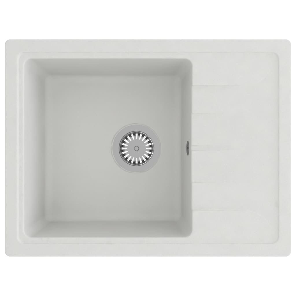 vidaXL Küchenspüle Spülbecken Küchenspüle mit Überlauf Oval Weiß Granit, 58/44 cm