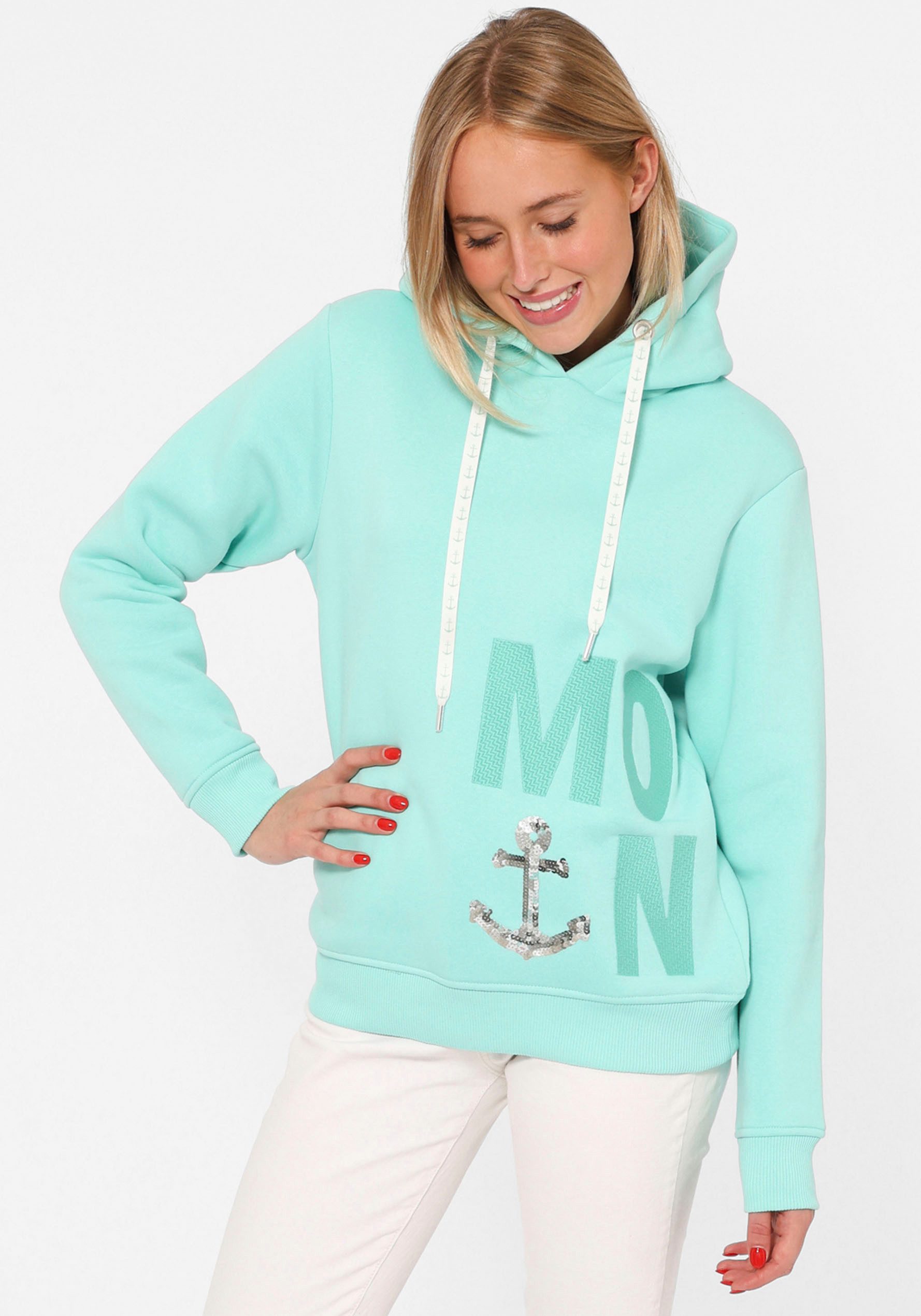 Zwillingsherz Hoodie "Paillette MOIN" mit Paillettenanker günstig online kaufen