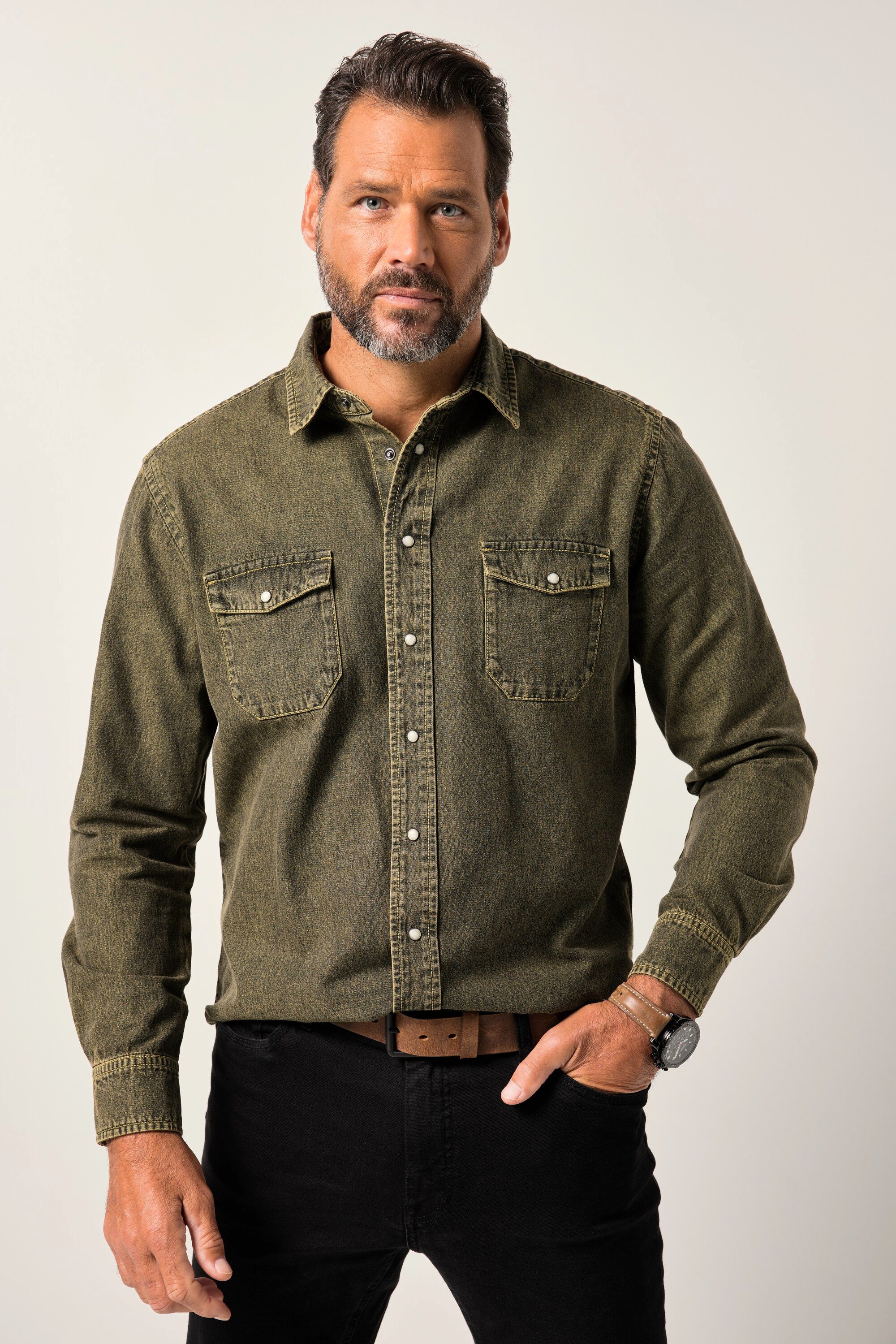 JP1880 Businesshemd JP1880 Color-Jeanshemd FLEXNAMIC® Langarm bis 8 XL günstig online kaufen