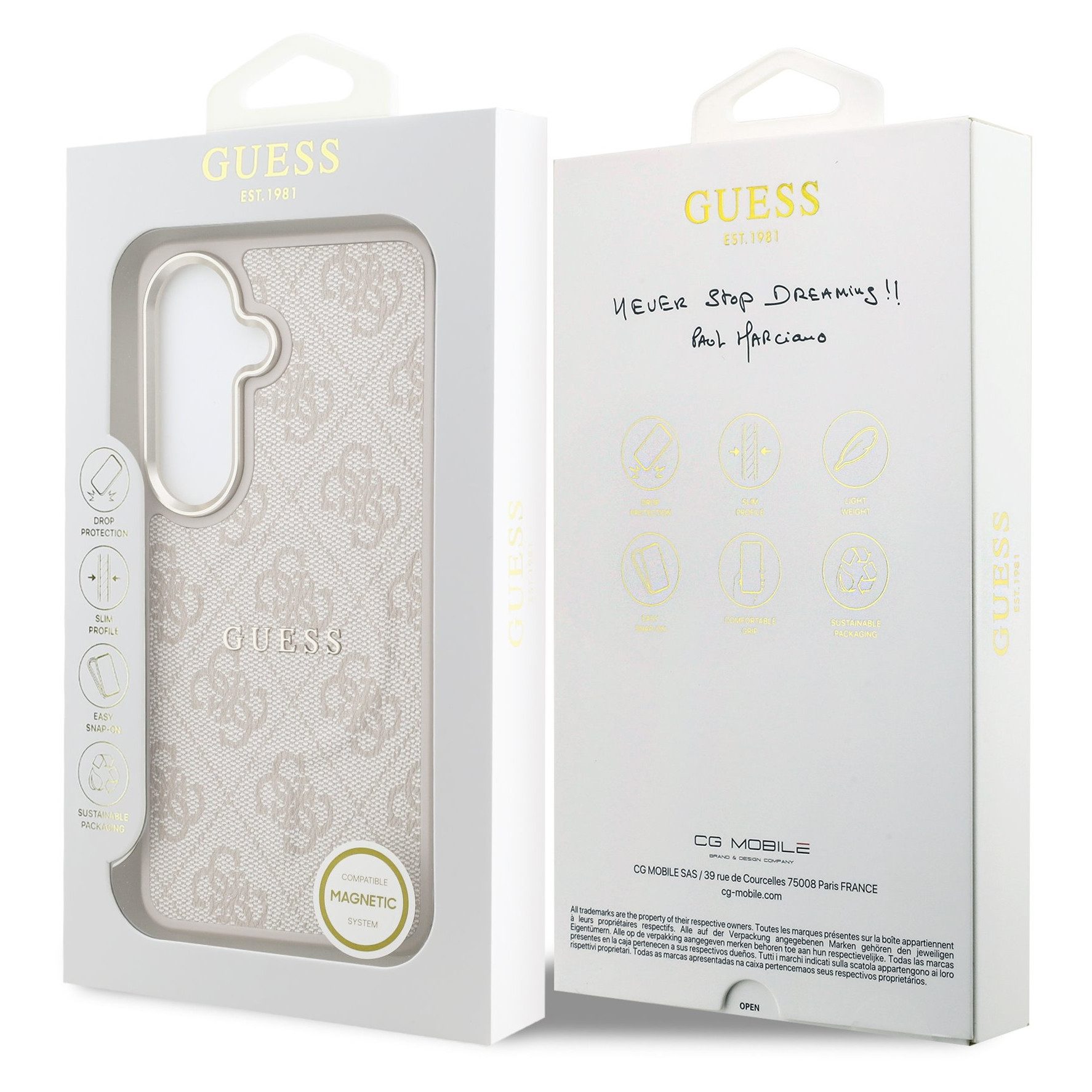 Guess Backcover Guess 4G Leather Back Cover mit MagSafe Samsung Galaxy S26 - Gold Edge – Bild 4 von 4