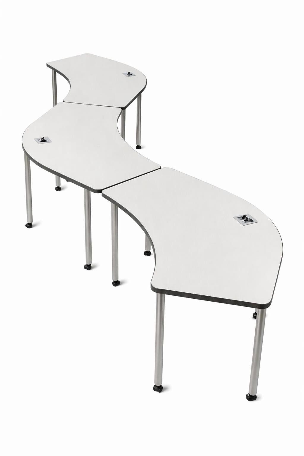 Xlmoebel Schreibtisch Flexibles Tischset in Weiß mit geschwungenem Design und Rollen, Made in Europa
