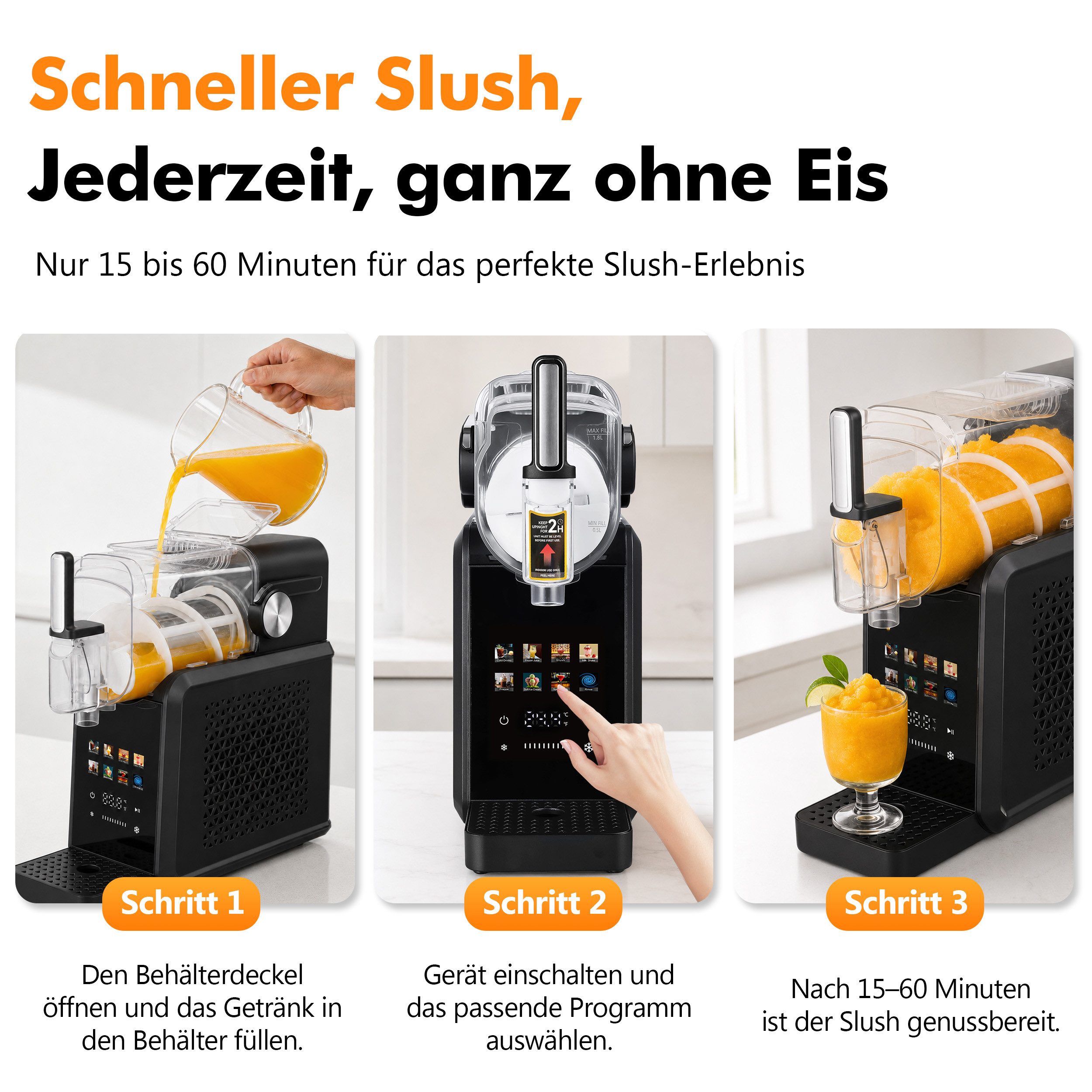 Draixcor Slush-Eismaschine 7 Getränkemodi + Selbstreinigung, 10 Konsistenzstufen, Eismaschine, 1,8 l, 200 W, Kompressor, ohne Eiswürfel, für Kaltgetränke, Milch – Bild 5 von 5
