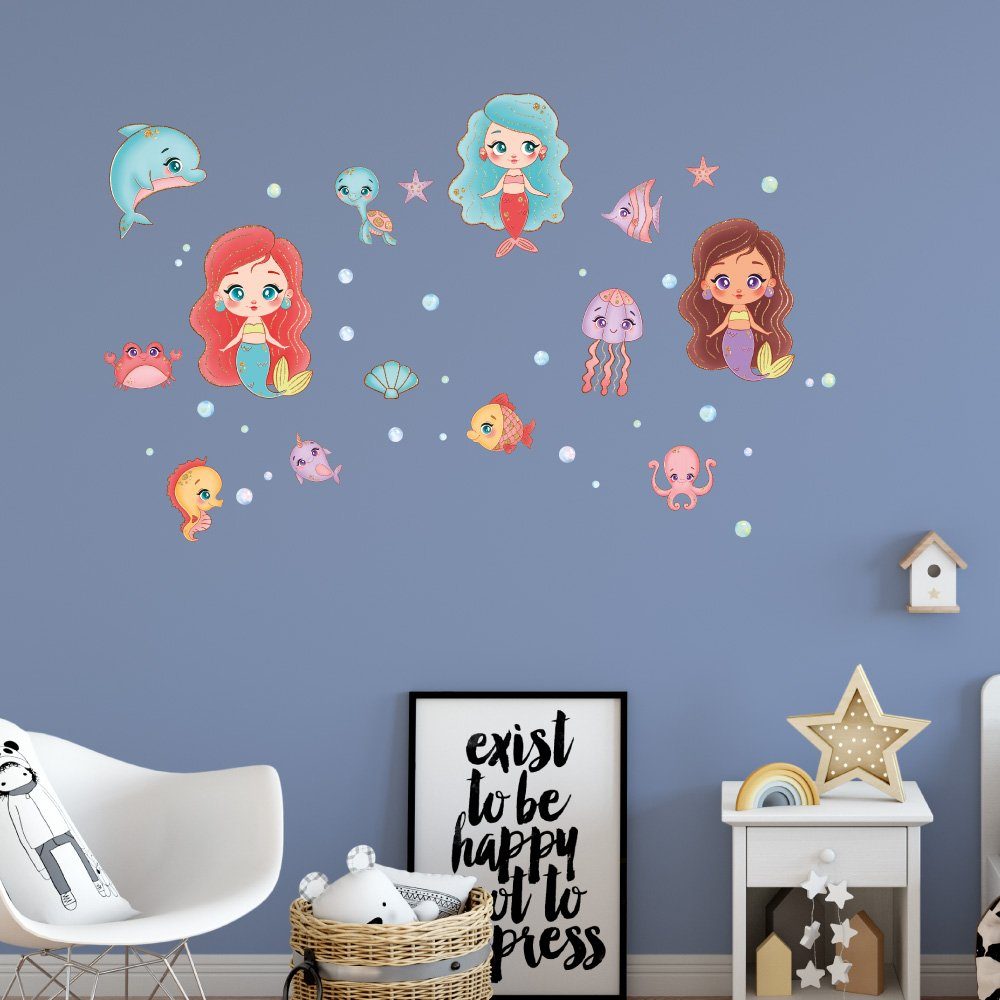 Sunnywall Wandtattoo Meerjungfrau - Wandtattoo Kinderzimmer günstig online kaufen