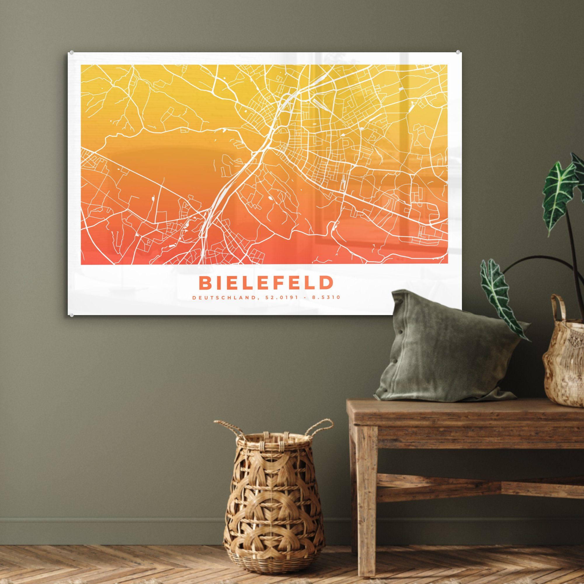 - Bielefeld Schlafzimmer St), (1 MuchoWow & Acrylglasbilder Acrylglasbild Deutschland, Wohnzimmer - Stadtplan