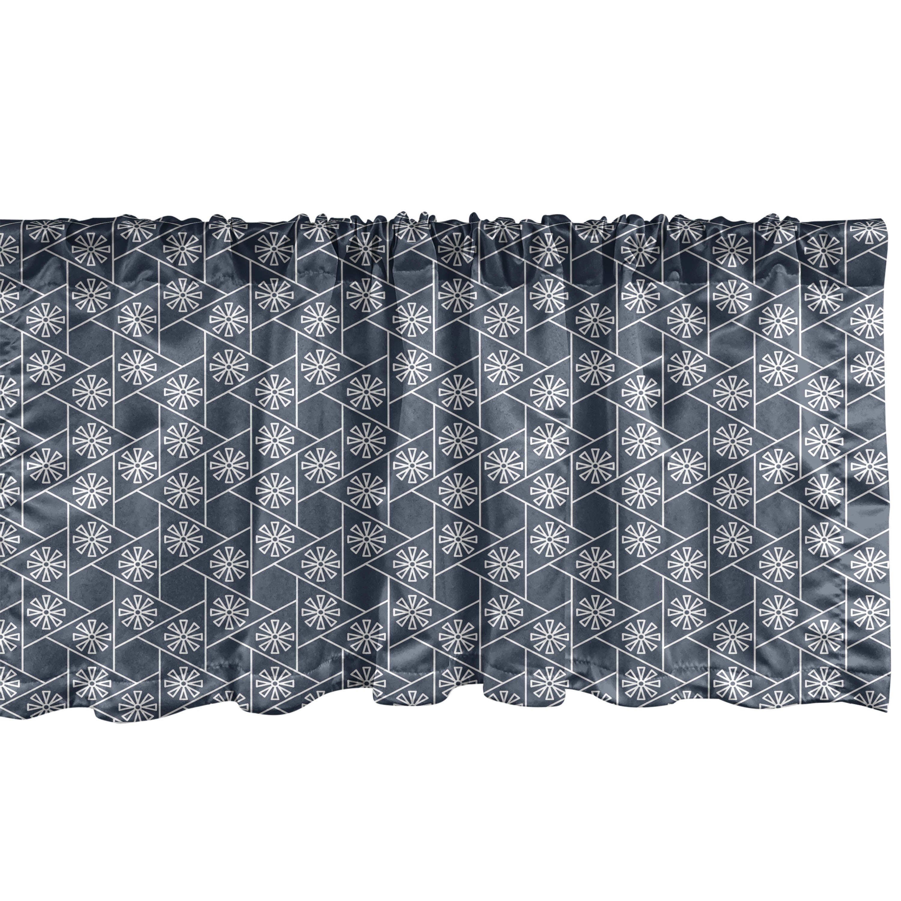 Scheibengardine Vorhang Volant für Küche Schlafzimmer Dekor mit Stangentasche, Abakuhaus, Microfaser, Geometrisch Eastern Japanische Fliese