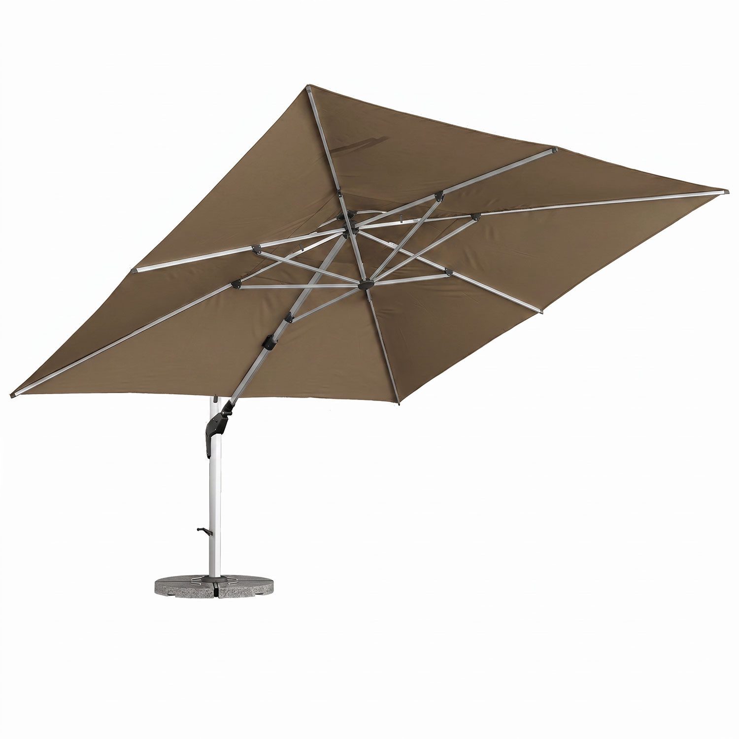 anndora-sonnenschirm Ampelschirm aus Aluminium 4x4 Meter mit Sonderstoff, LxB: 400x400 cm, inkl. Granitplatten, 360° Drehmechanismus - wasserabweisender Stoff - Winddach