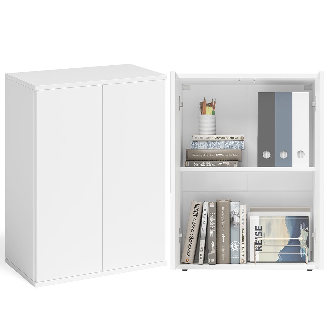 Bellamio Mehrzweckschrank Ais mit Push-to-Open Türen (80 cm hoch) Aktenschrank weiß, verfügbar mit 2 oder 3 Fächern