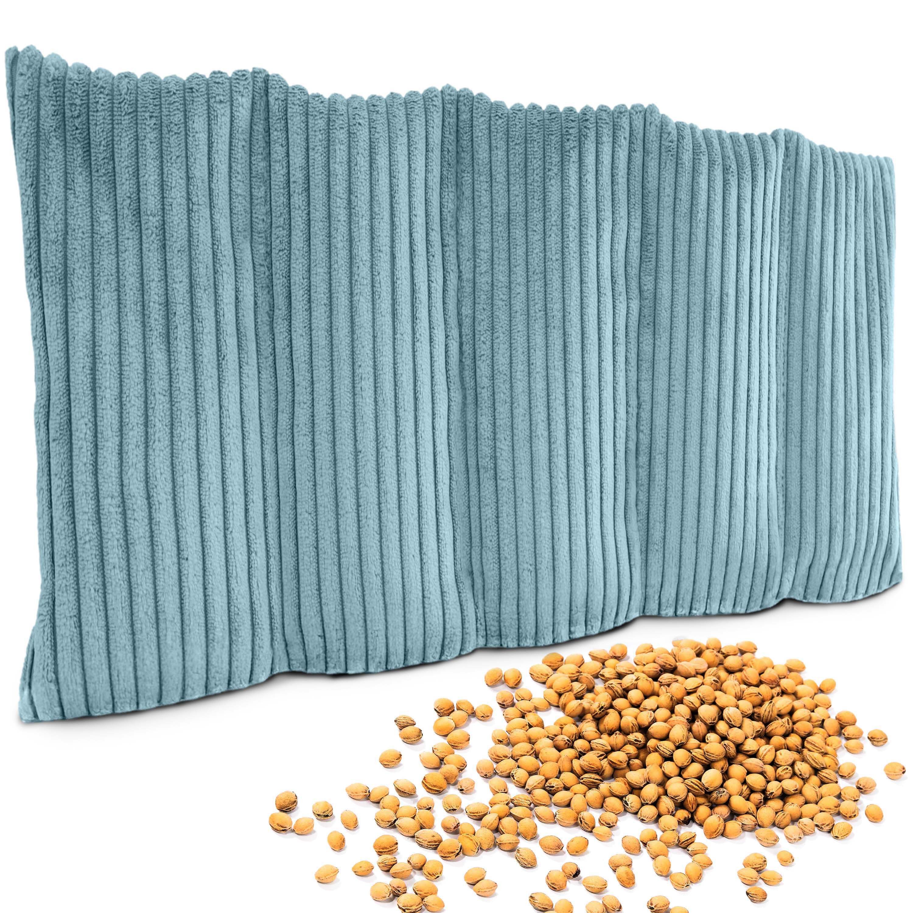Amilian Kirschkernkissen 55x20 cm Körnerkissen 100% Kirschkerne - Nacken Schulter Mikrowelle, Wärme- und Kältekissen, für Nacken, Schulter, Rücken und Bauch