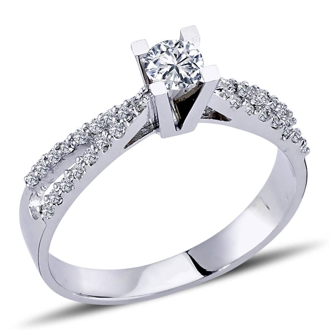 EinStein Diamant Diamantring, 0,41 Carat Diamant Solitär Ring Antragsring 14 Karat Weißgold