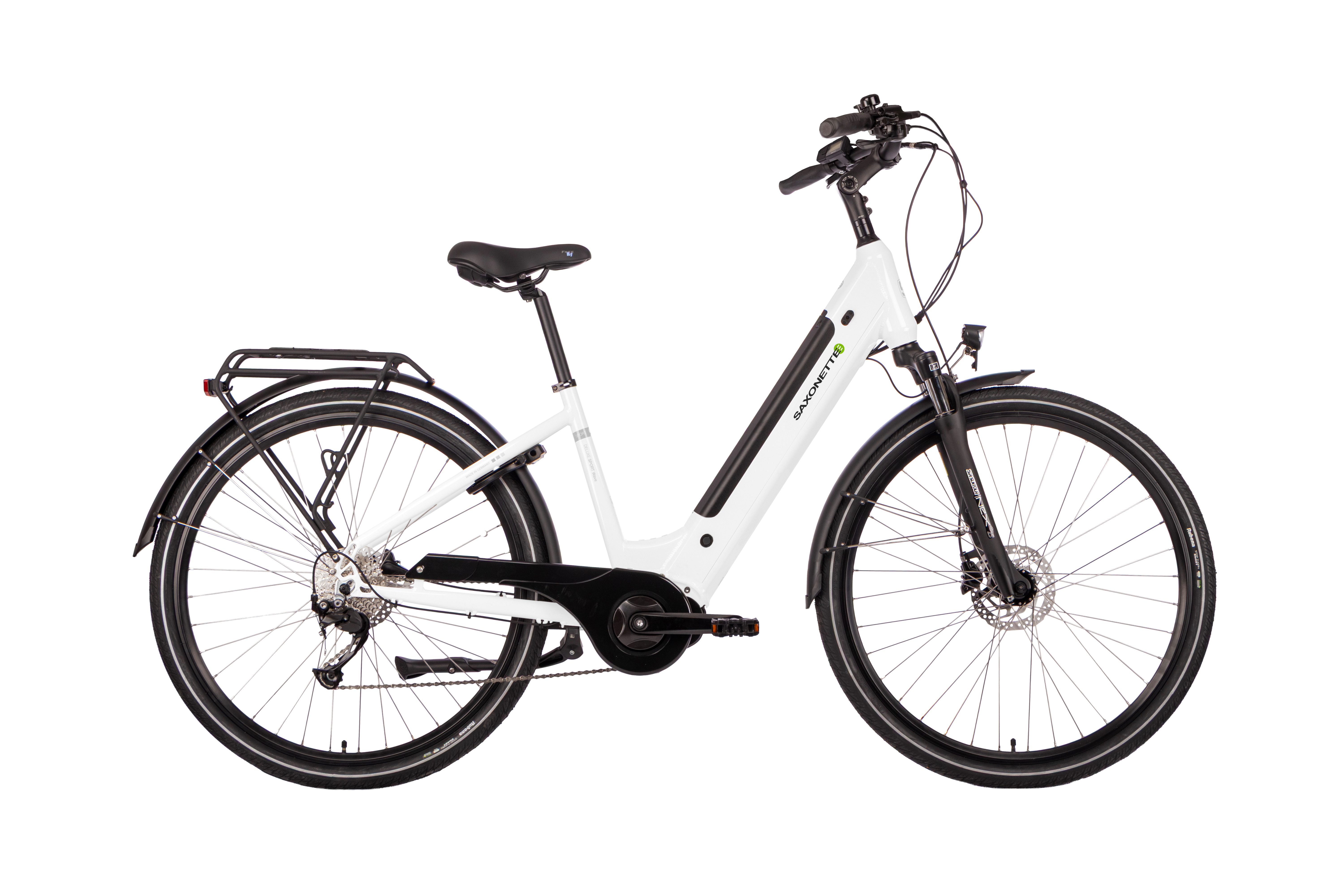SAXONETTE E-Bike Trekkingrad Deluxe Sport (Wave), 9 Gang Shimano Alivio Schaltwerk, Kettenschaltung, Mittelmotor, 418 Wh, (mit integr. Akku), Elektrofahrrad für Alltag und Einkauf