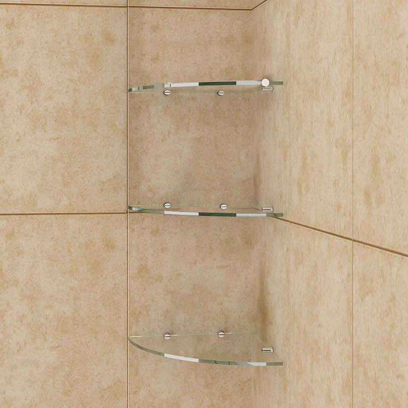 SONNI Einlegeboden Glasregal Sicherheitsglas Lagerregal für Duschwand Duschraum (3 St), transparent