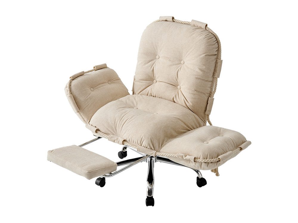 DEKKETO Bürostuhl Ergonomischer mit Armlehnen, Rückenlehne (1 St), Chenille Bürostuhl mit Wippfunktion und Fußstütze, Belastbar bis 180kg
