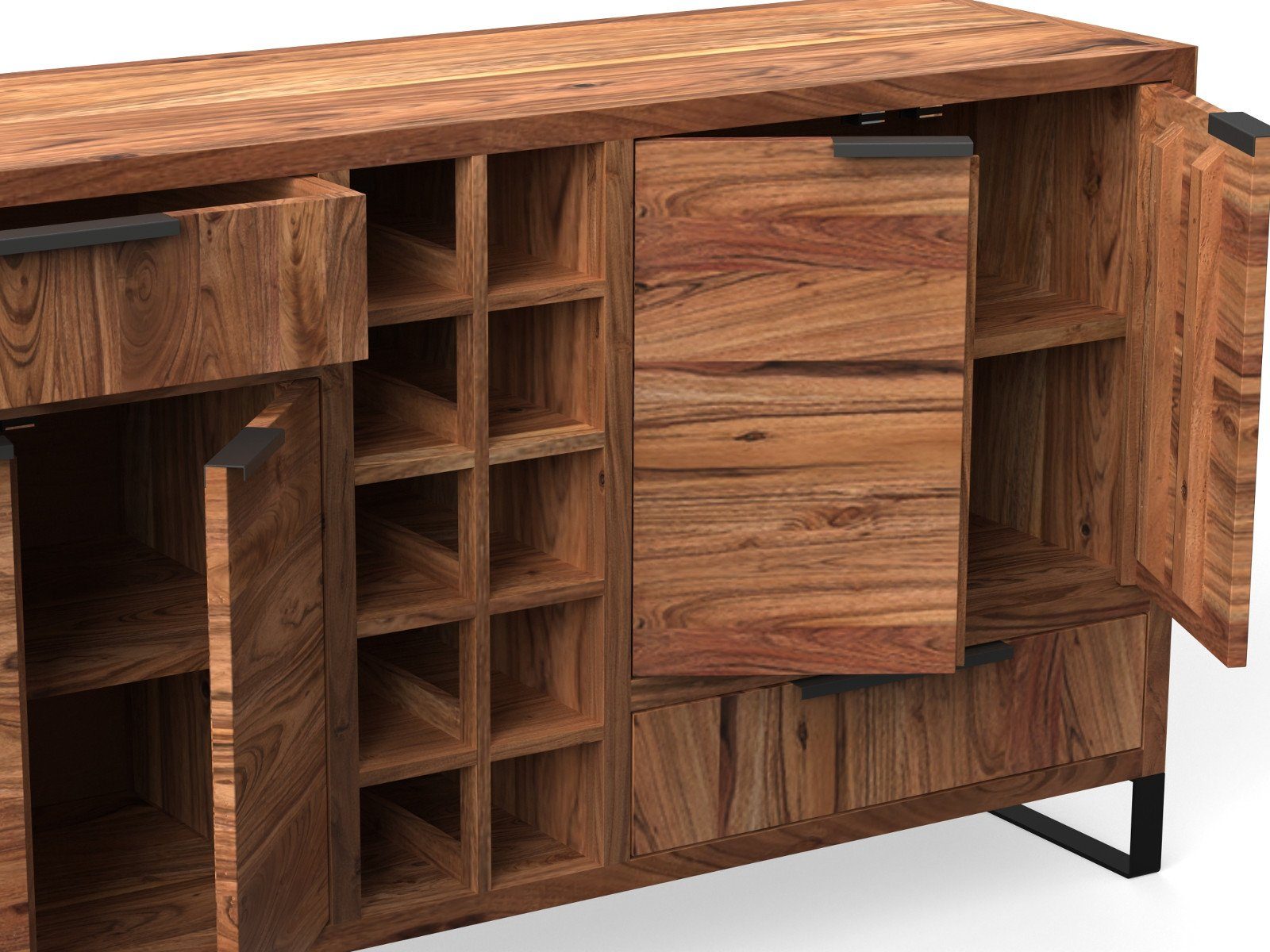 massivum Sideboard Sydney 160cm - Massivholz Akazie (13 St)