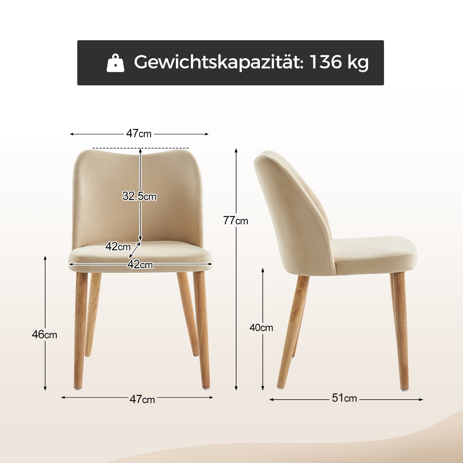 HULALA HOME Stuhl 2er Set Esszimmerstühle, günstig online kaufen