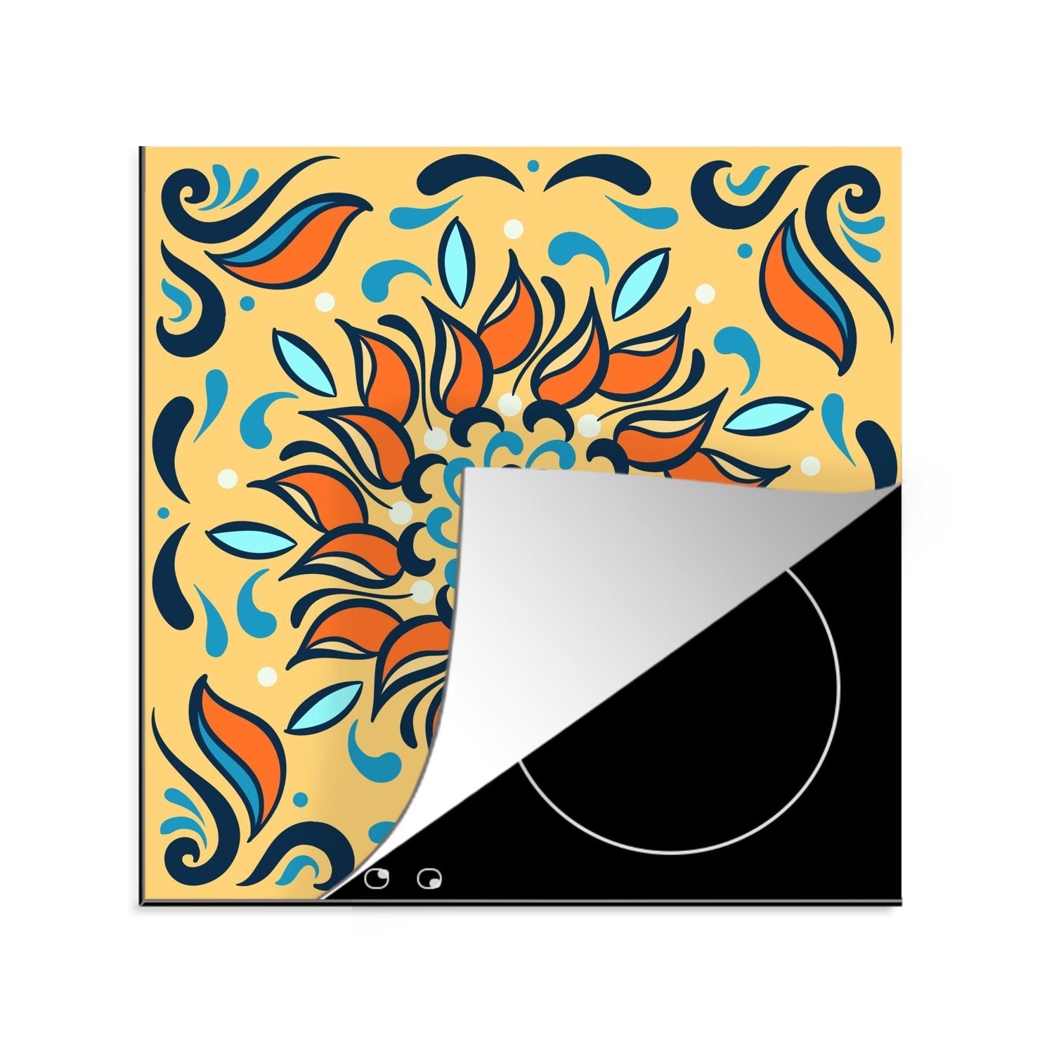 MuchoWow - Quadratisch, Arbeitsplatte cm, Herdblende-/Abdeckplatte - Ceranfeldabdeckung, tlg), Blätter (1 Vinyl, Sonnenblumen für 78x78 küche
